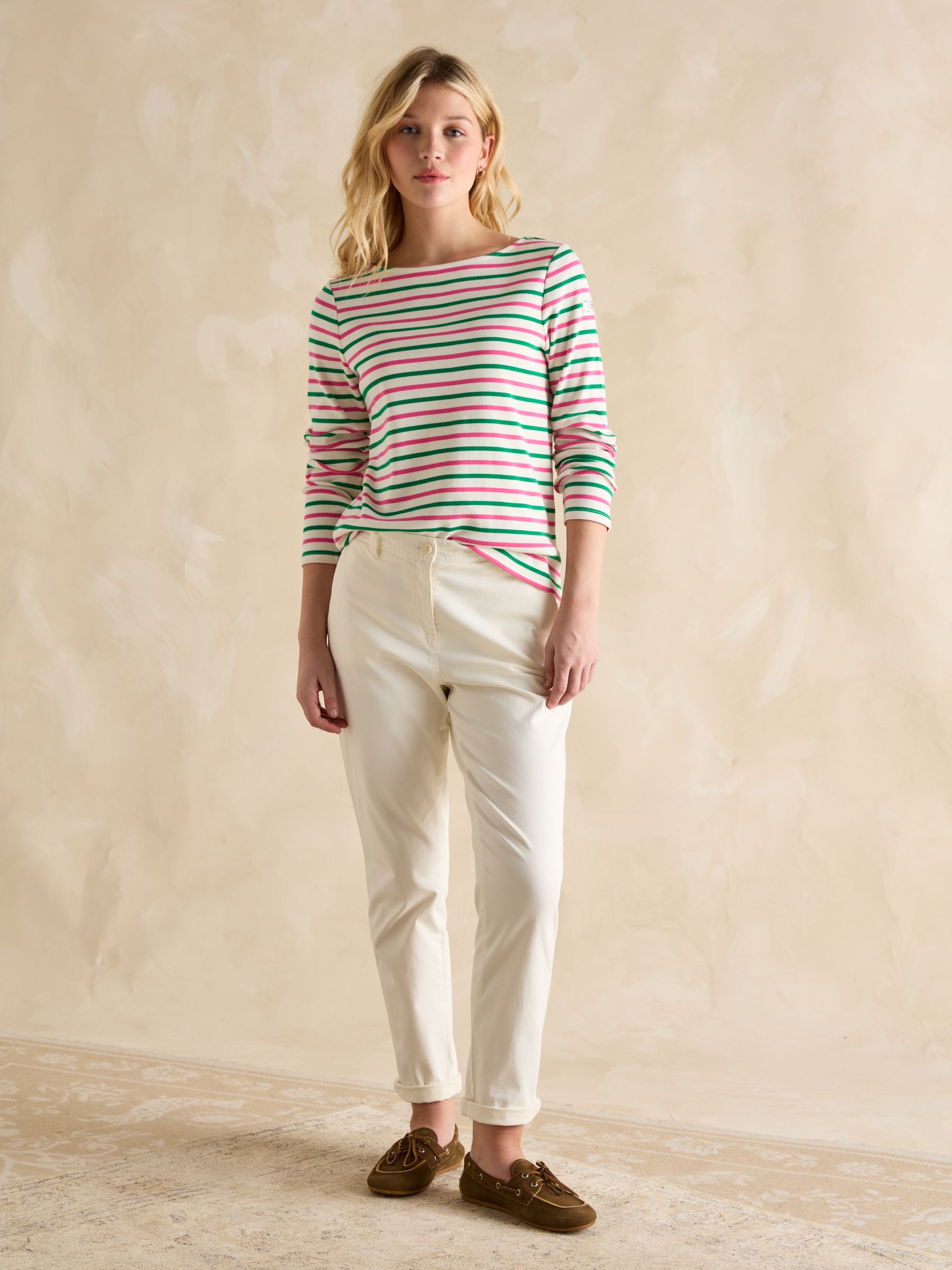 Harbour Pink & Green Striped Boat Neck Breton Top - Image 5 of 7