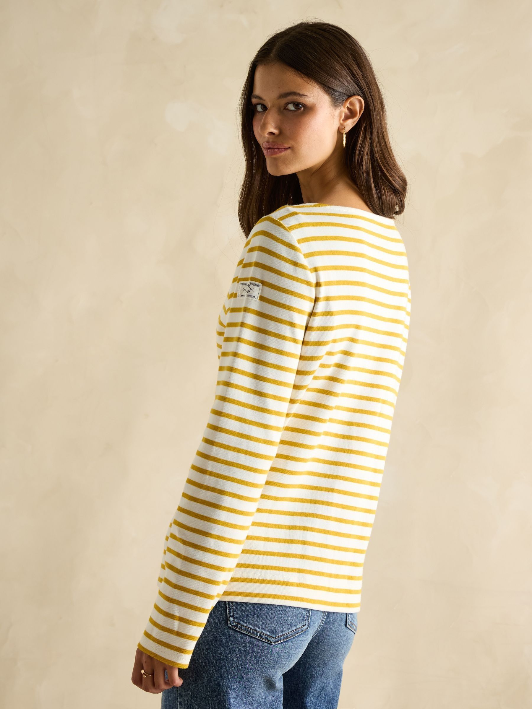 Harbour Mustard Yellow Boat Neck Breton Top - Image 2 of 8