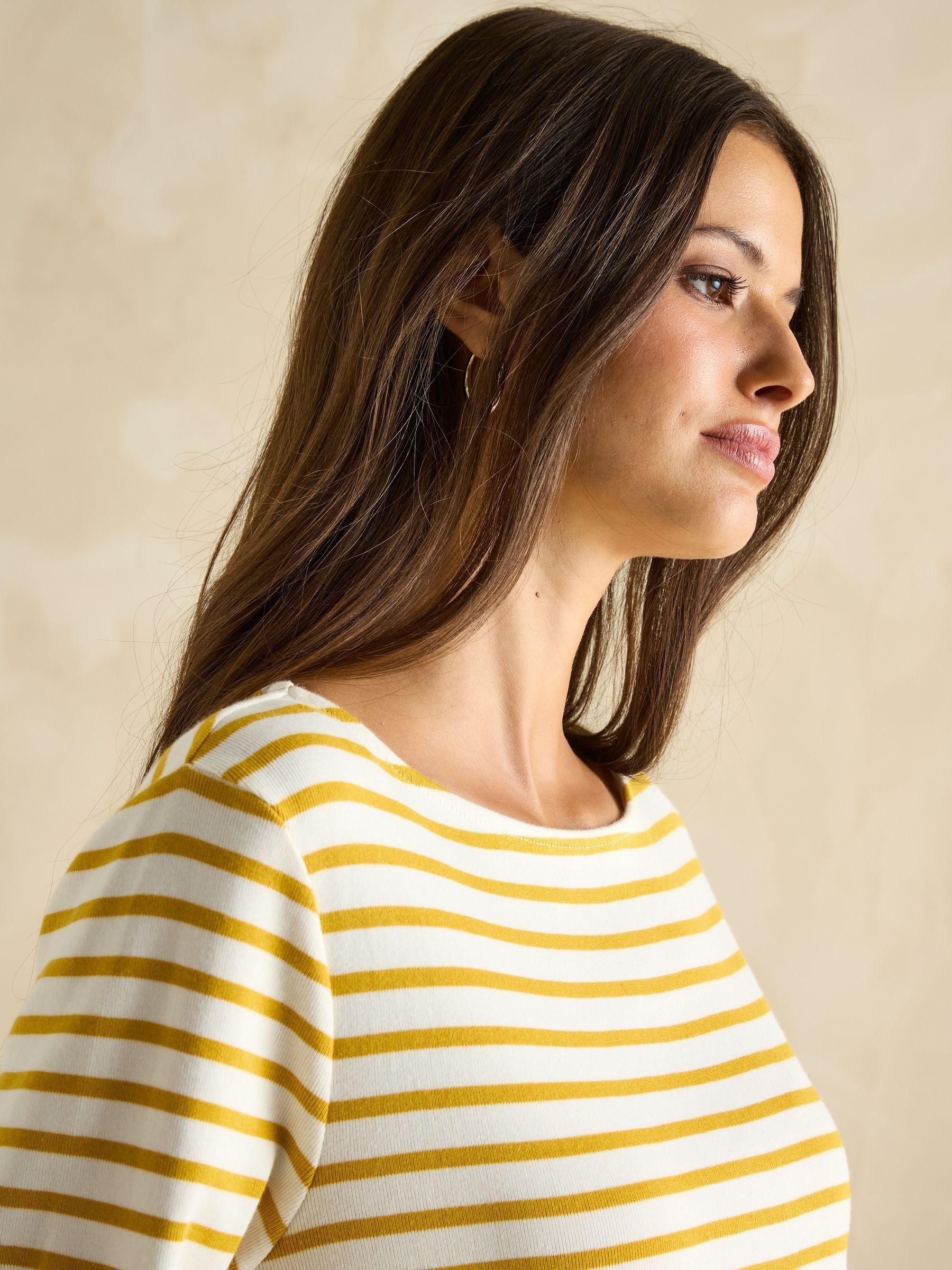 Harbour Mustard Yellow Boat Neck Breton Top - Image 5 of 8