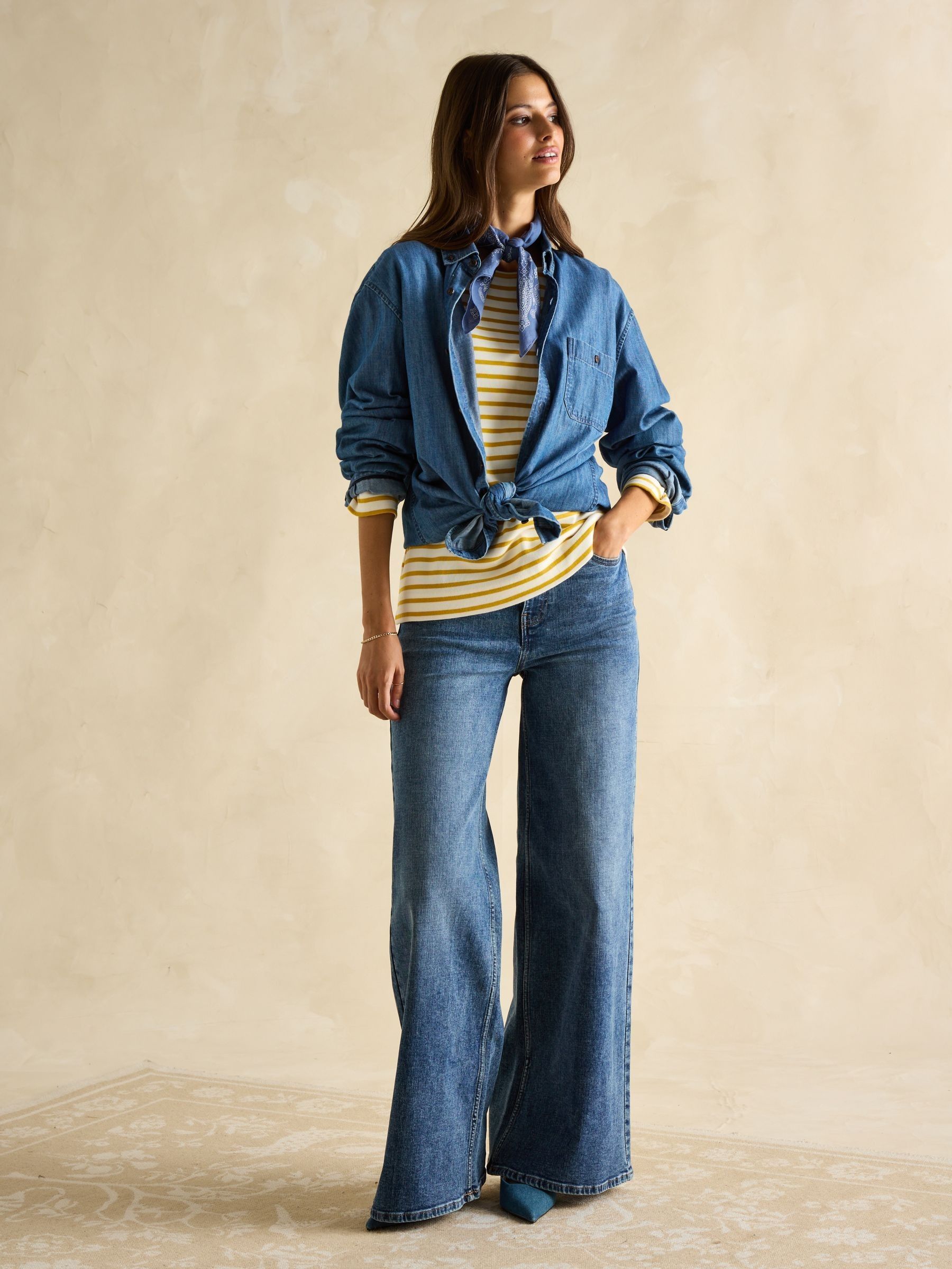 Harbour Mustard Yellow Boat Neck Breton Top - Image 6 of 8