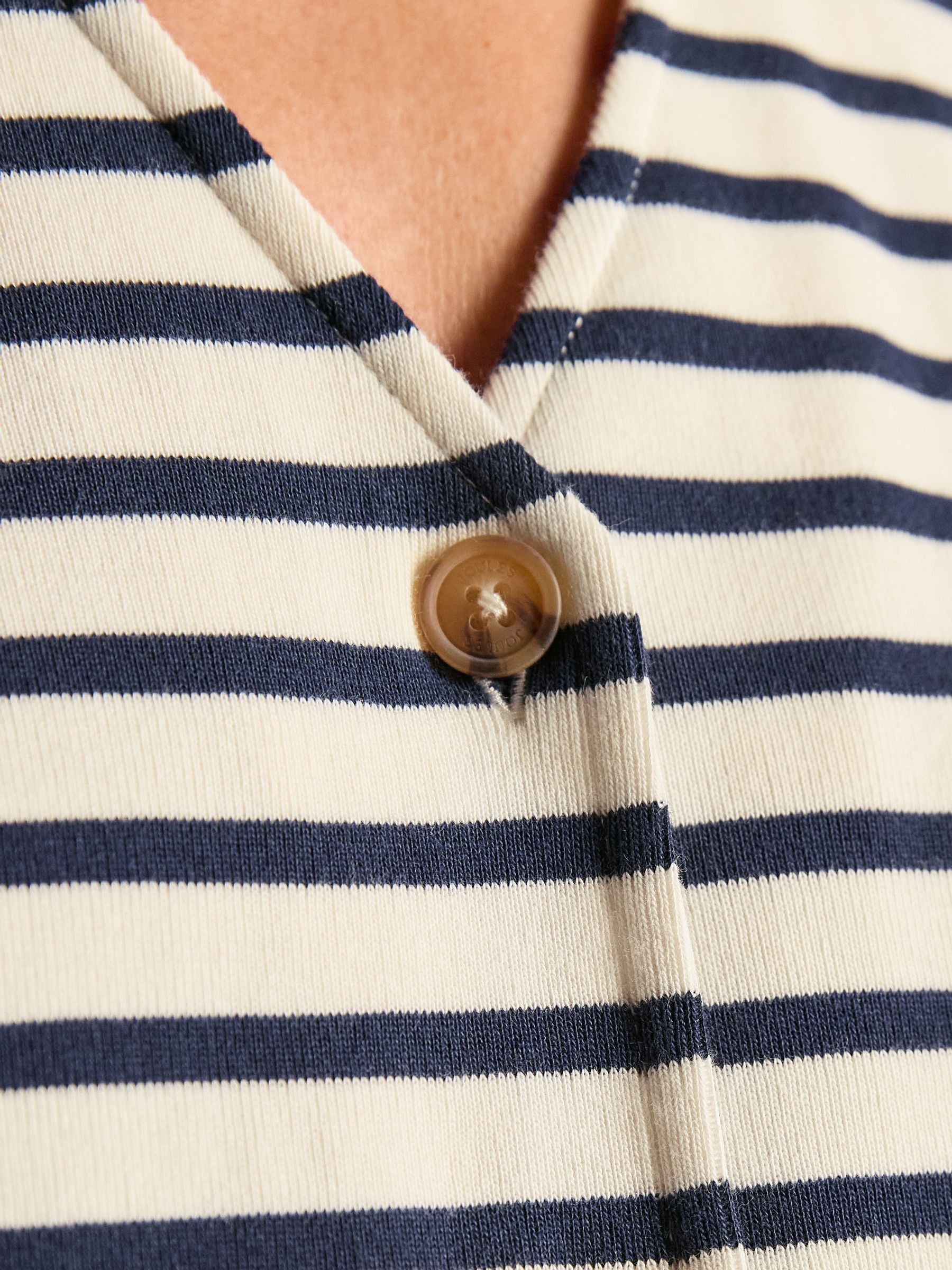 Premium Ribbed Cream & Navy Jersey Cotton Waistcoat - Image 5 of 8