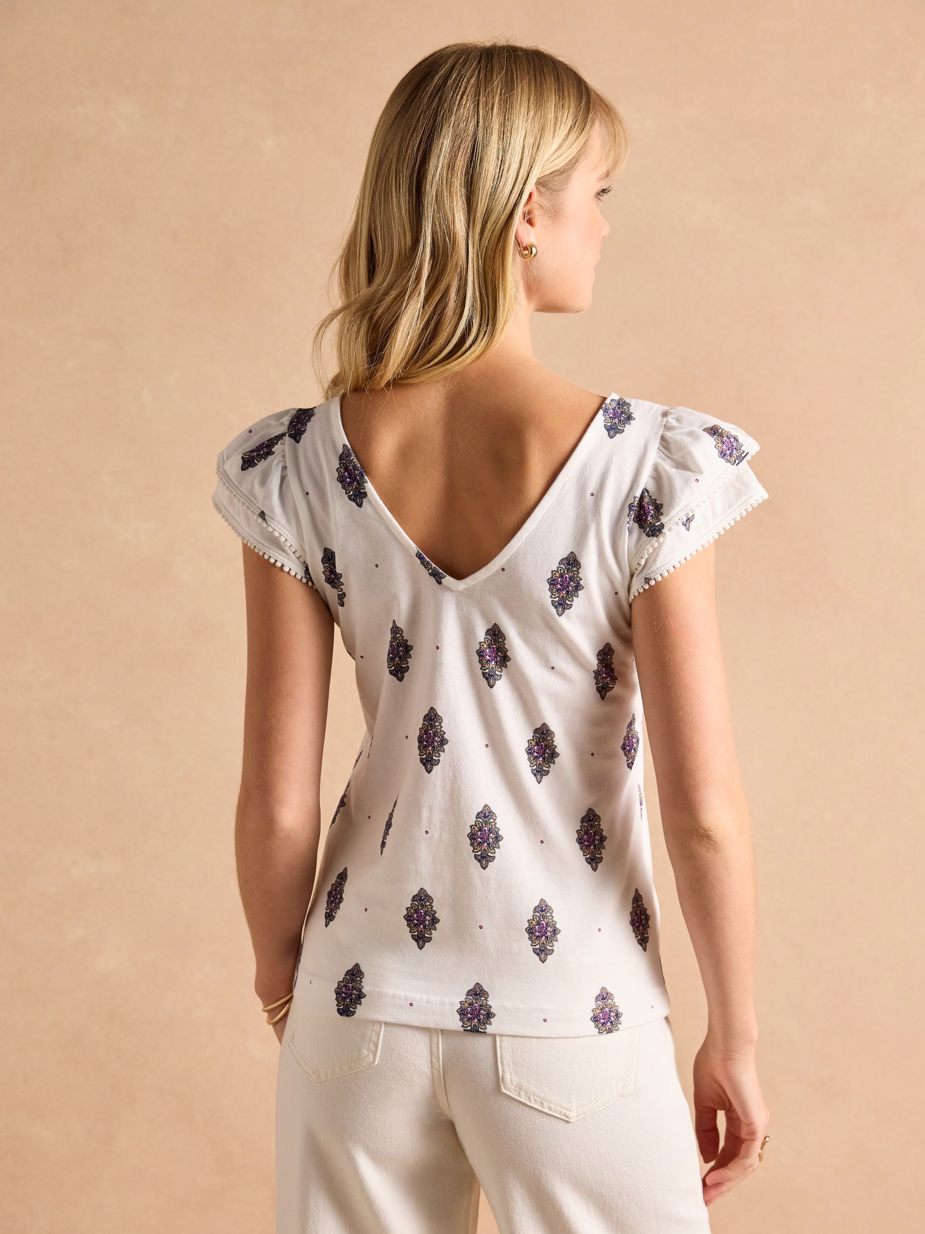 Emma Floral Foulard V-Neck Frill Jersey Vest - Image 2 of 8