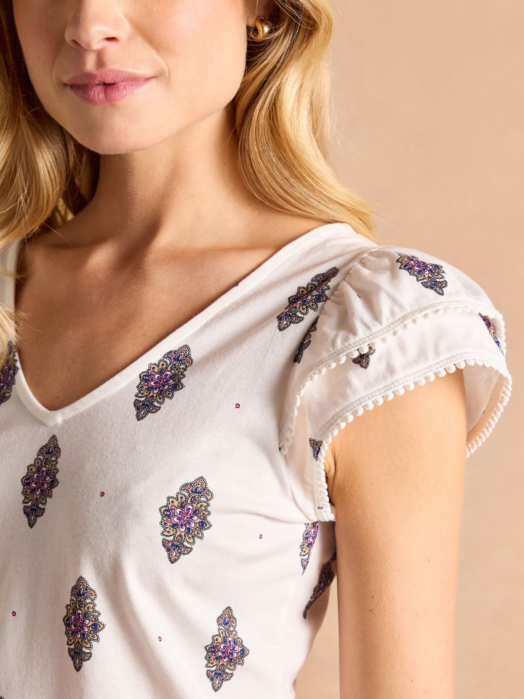 Emma Floral Foulard V-Neck Frill Jersey Vest - Image 5 of 8