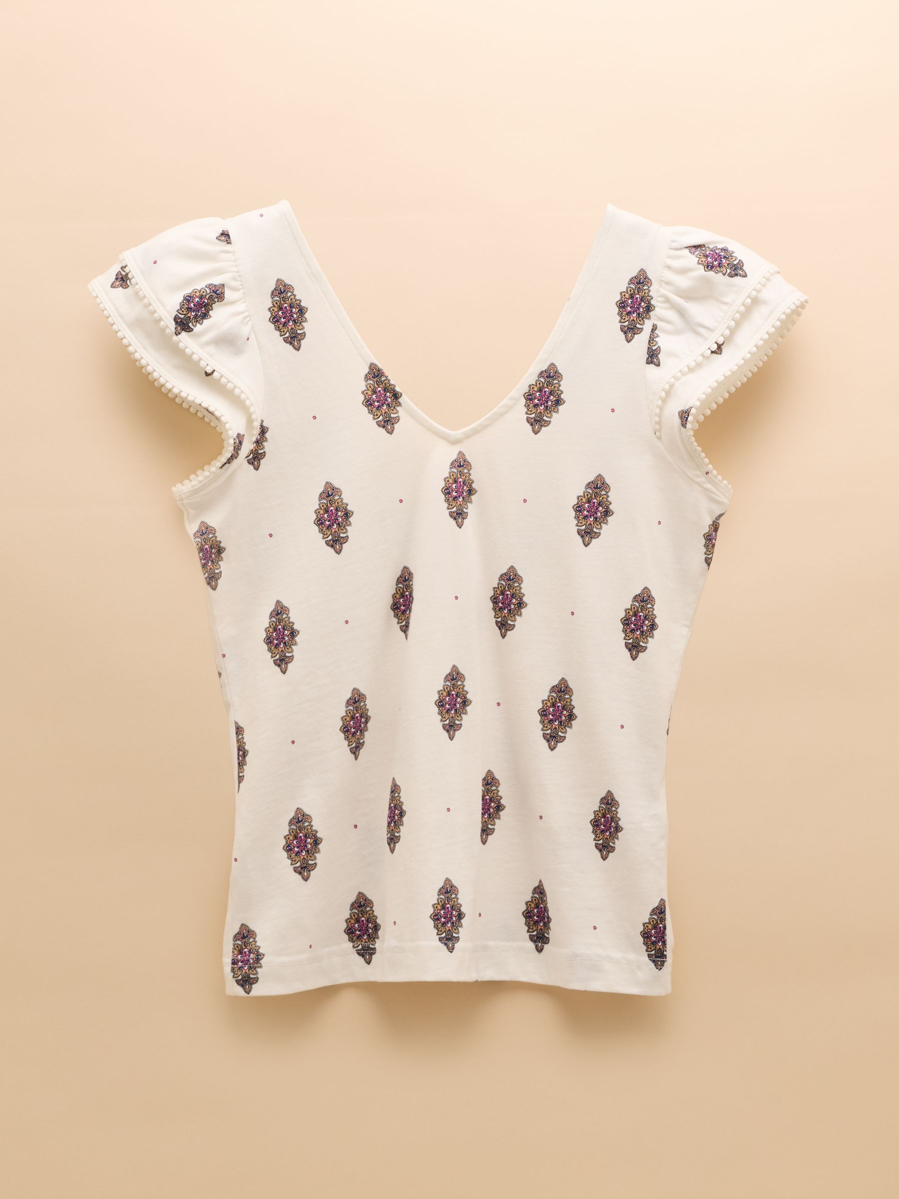 Emma Floral Foulard V-Neck Frill Jersey Vest - Image 8 of 8
