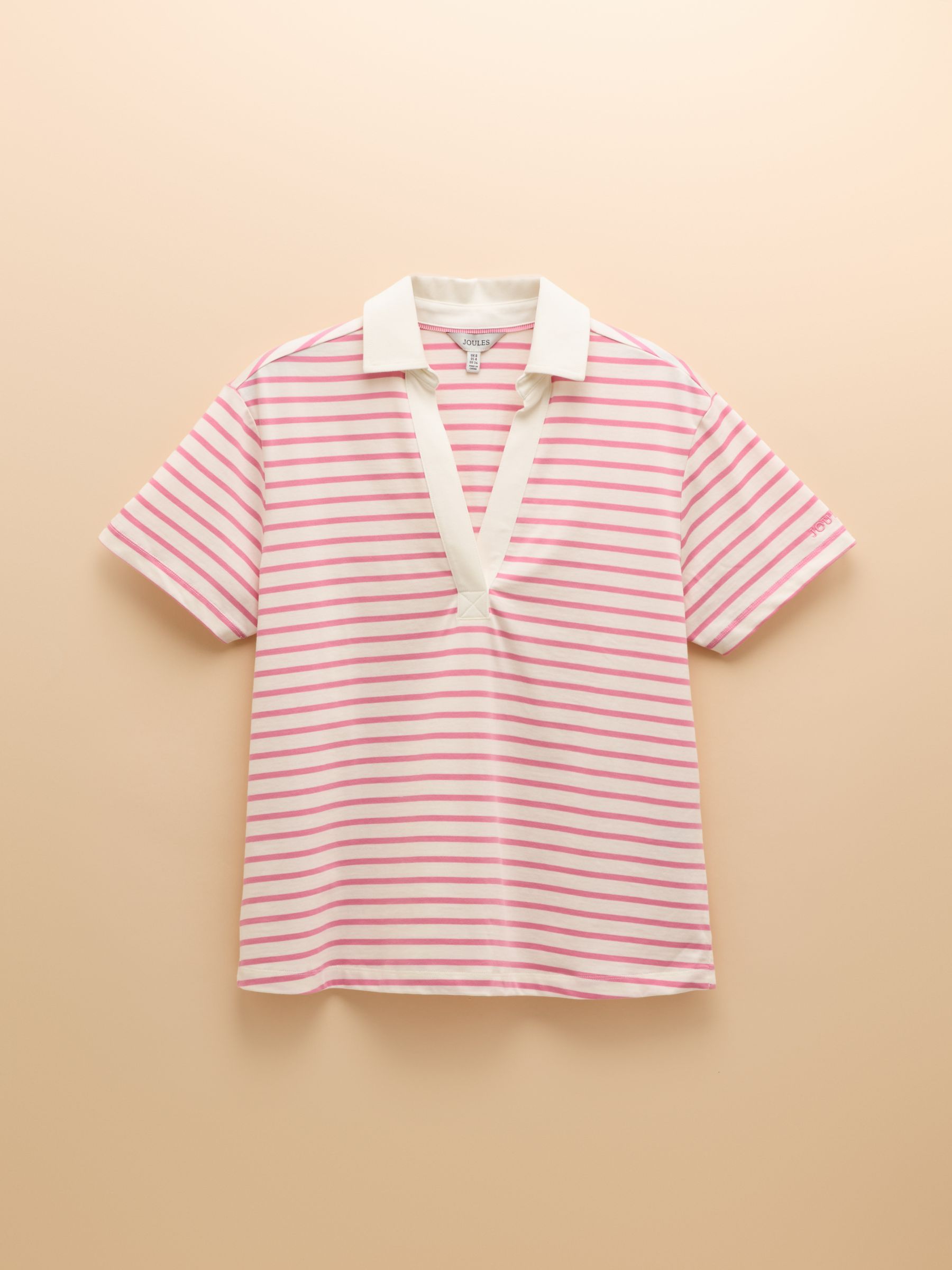 Tallie Pink/White Short Sleeve Combed 100% Cotton Collared Top - Image 9 of 9