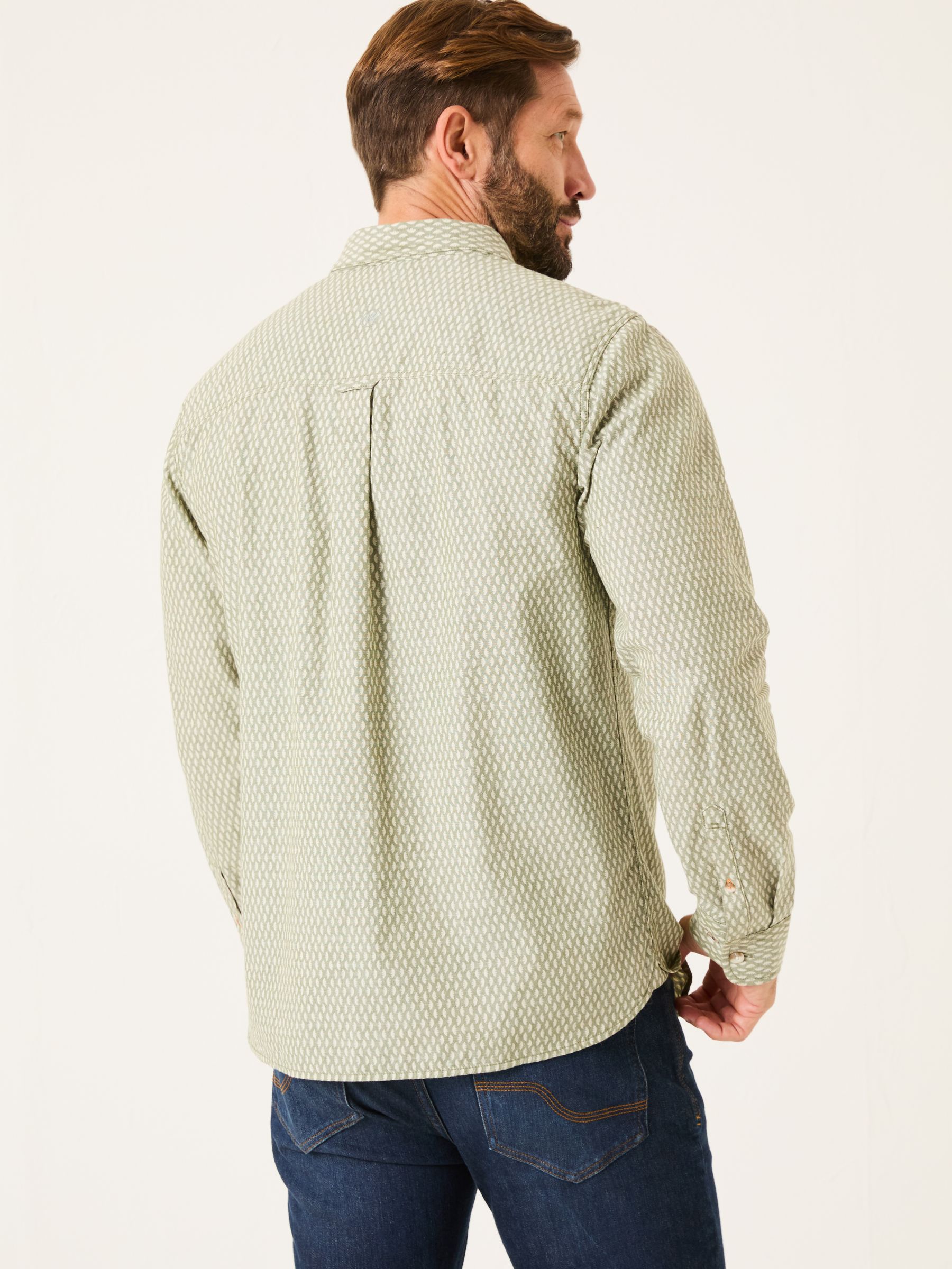 Khaki Green Geo Print Long Sleeve Shirt - Image 2 of 5
