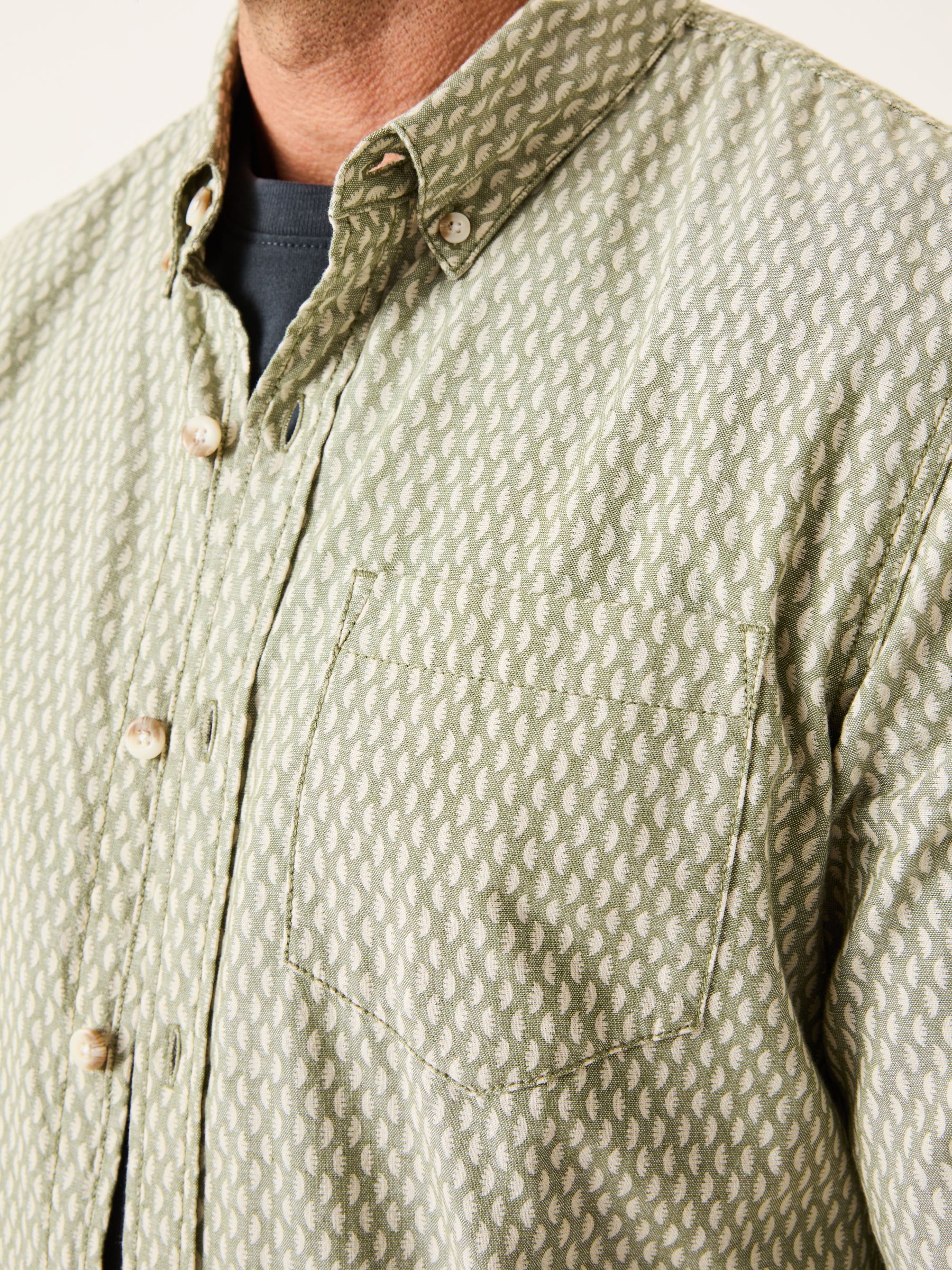 Khaki Green Geo Print Long Sleeve Shirt - Image 4 of 5