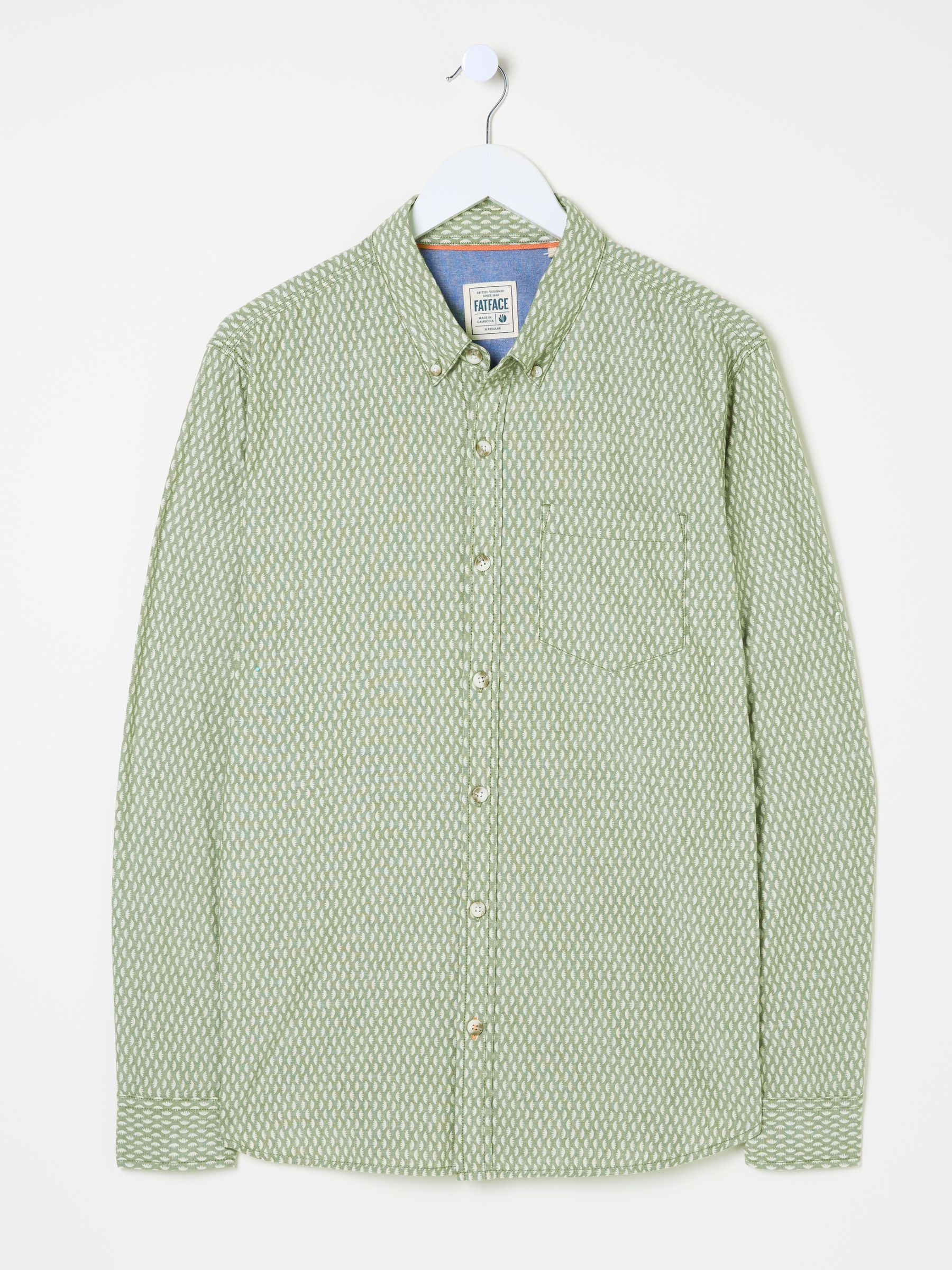 Khaki Green Geo Print Long Sleeve Shirt - Image 5 of 5
