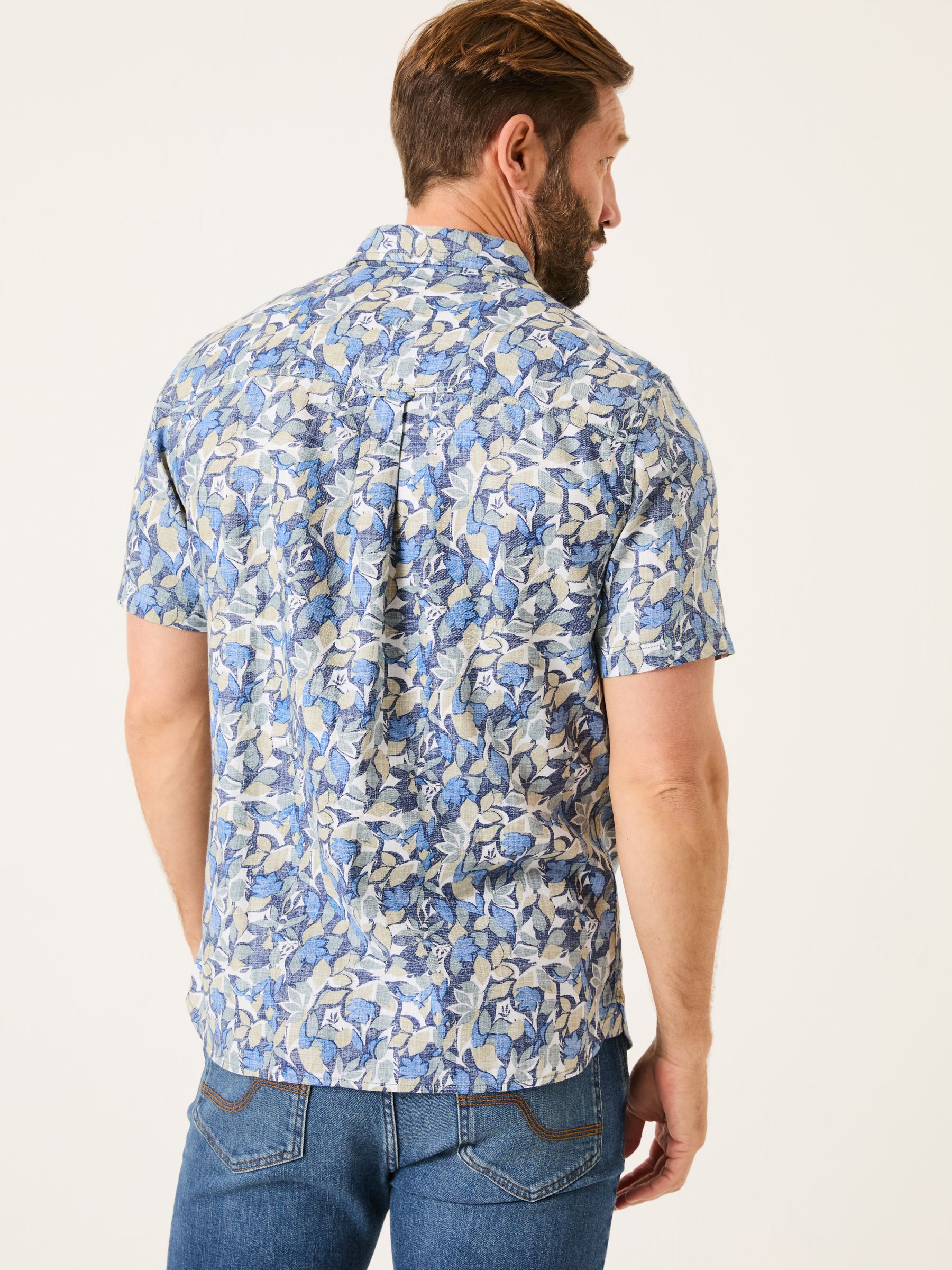 Blue Leaves Print Short Sleeve Shirt - Image 2 of 5