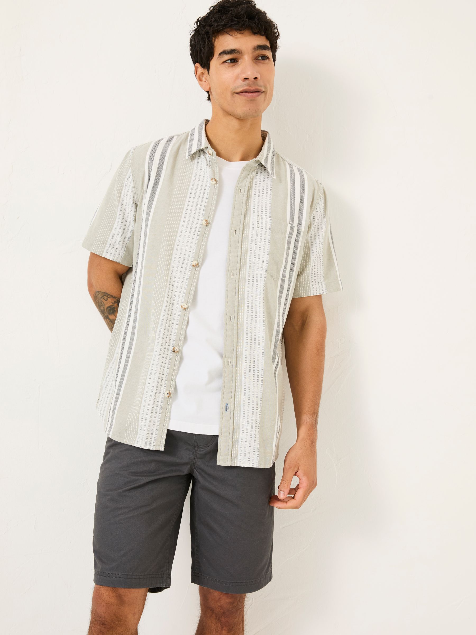 Light Green Short Sleeve Oask Stripe Shirt - Image 1 of 6