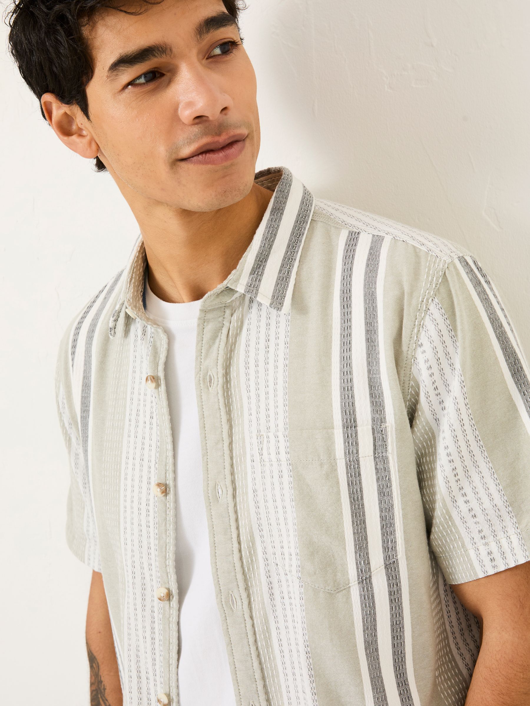 Light Green Short Sleeve Oask Stripe Shirt - Image 4 of 6