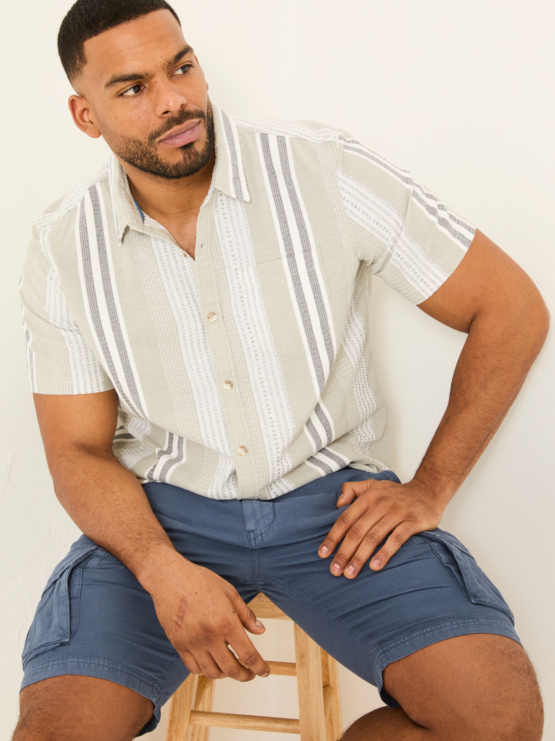 Light Green Stripe Short Sleeve Shirt - Image 7 of 8