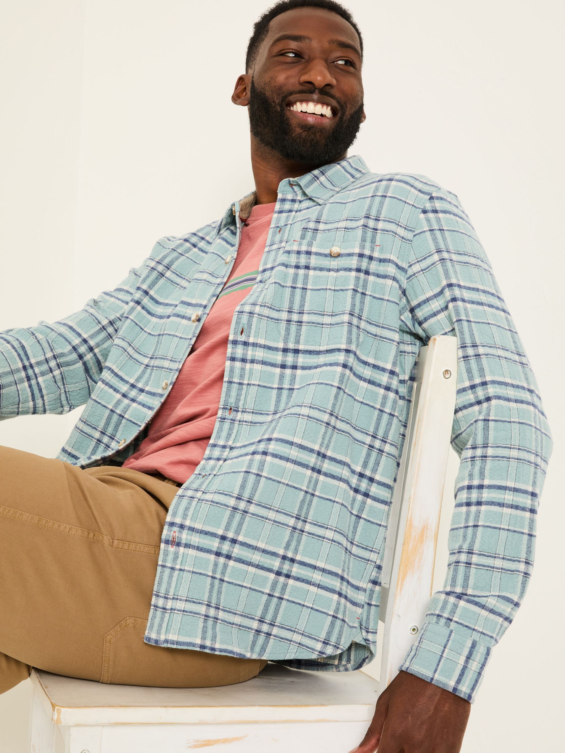 Blue Long Sleeve Trent Check Shirt - Image 3 of 5