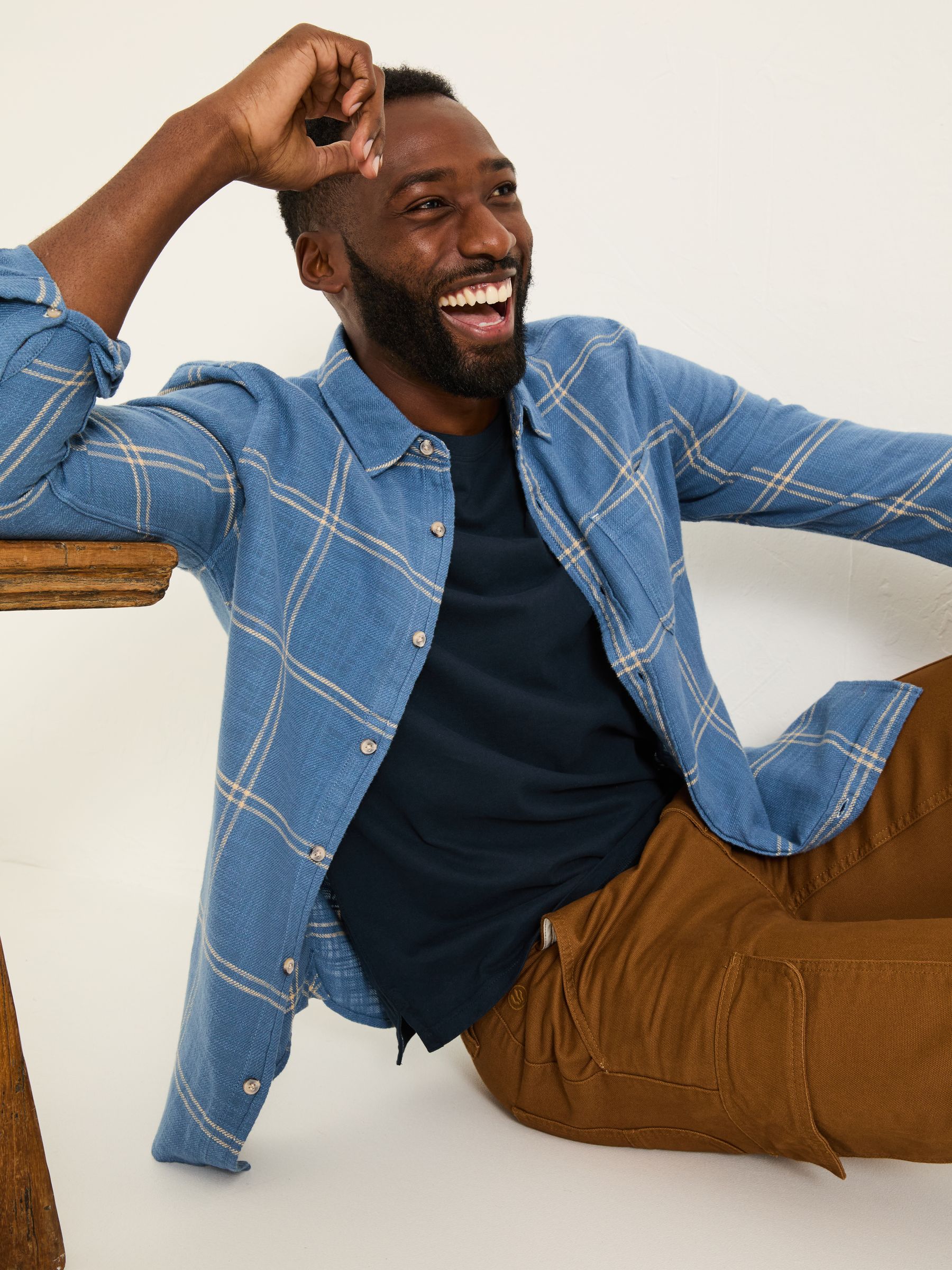 Wells Blue Long Sleeve Check Shirt - Image 3 of 5