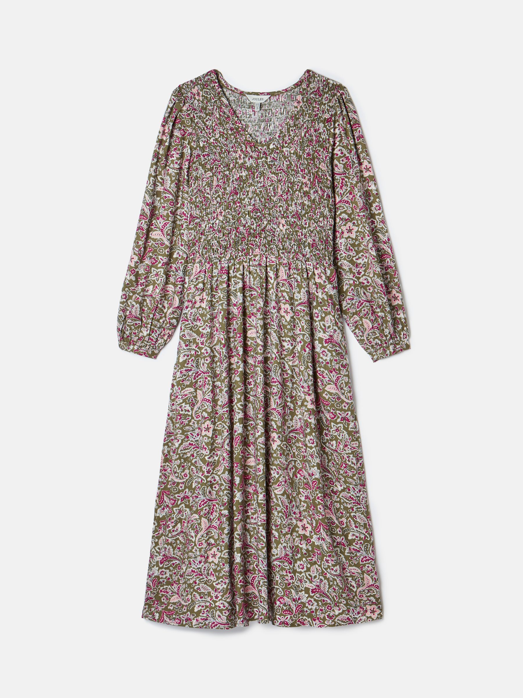 Lilliana Pink/Green Shirred Dress - Image 6 of 6