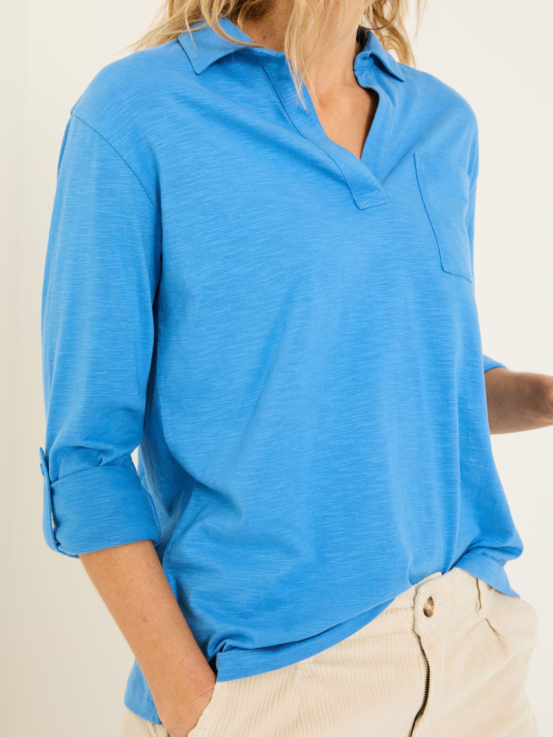 Paige Bright Blue 100% Cotton Jersey Shirt - Image 4 of 5