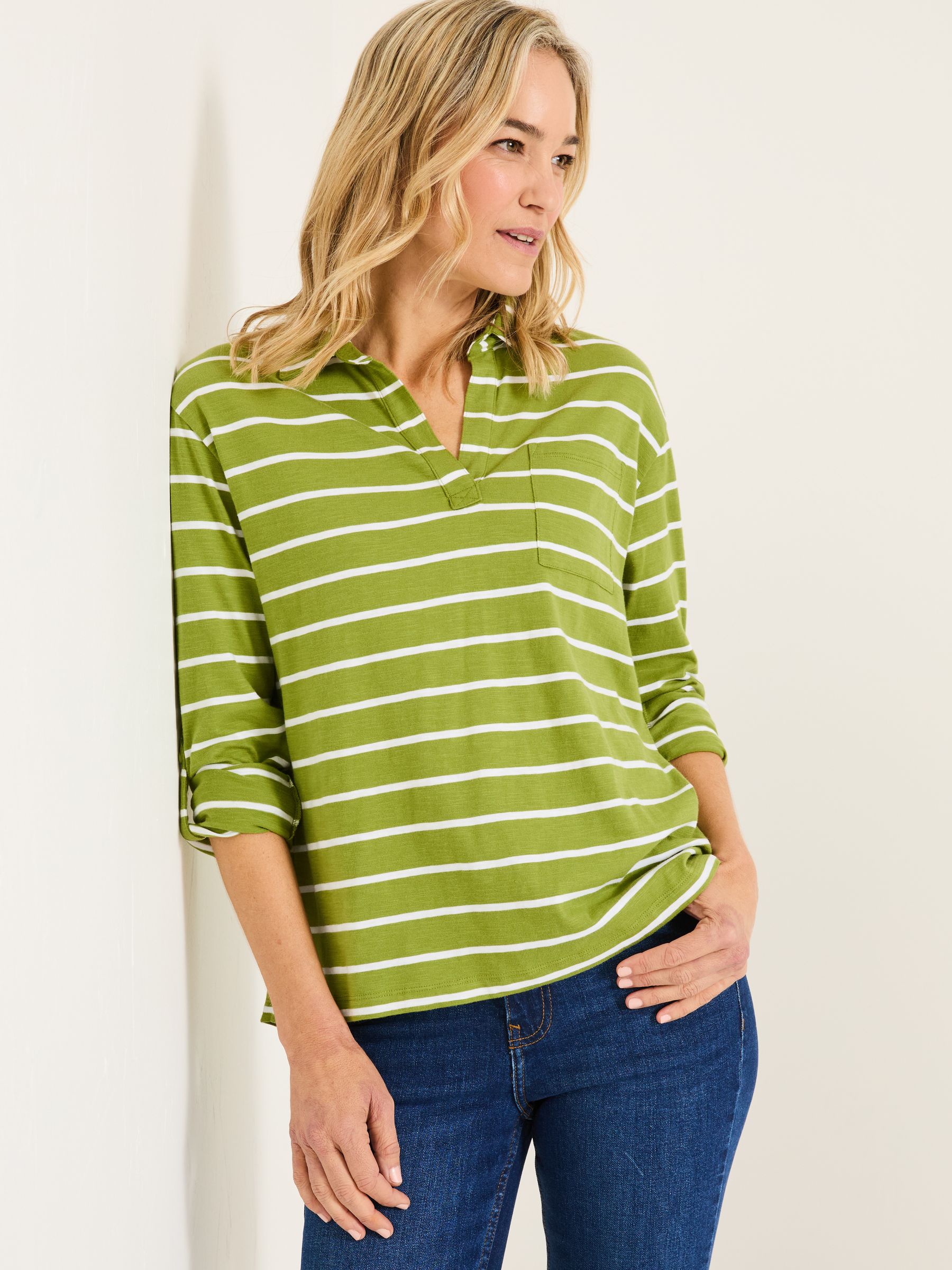 Paige Green 100% Cotton Stripe Jersey Shirt - Image 3 of 5