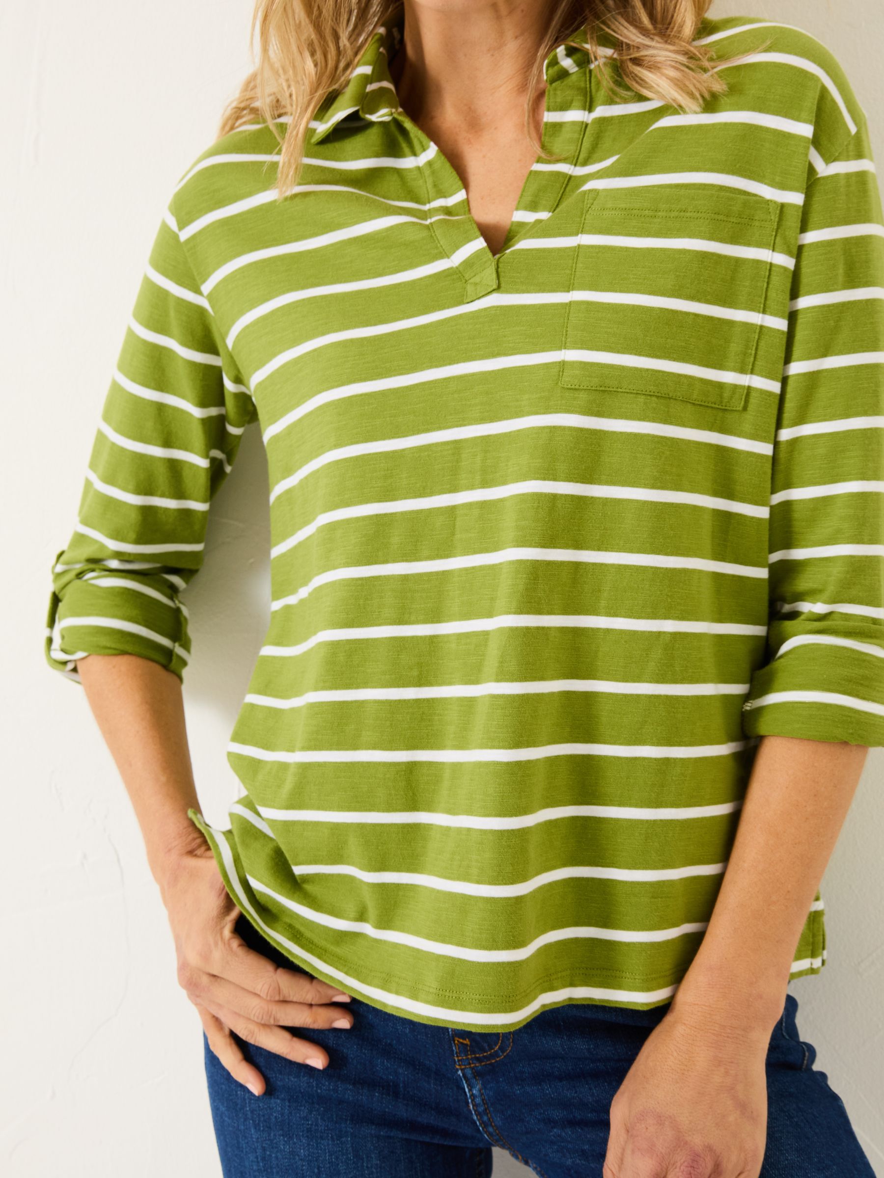 Paige Green 100% Cotton Stripe Jersey Shirt | FatFace