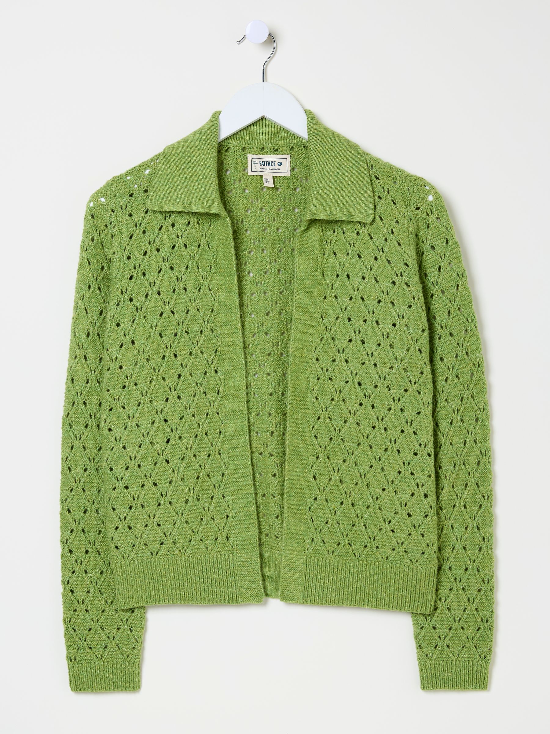 Lilah Green Pointelle Knitted Cardigan - Image 6 of 6