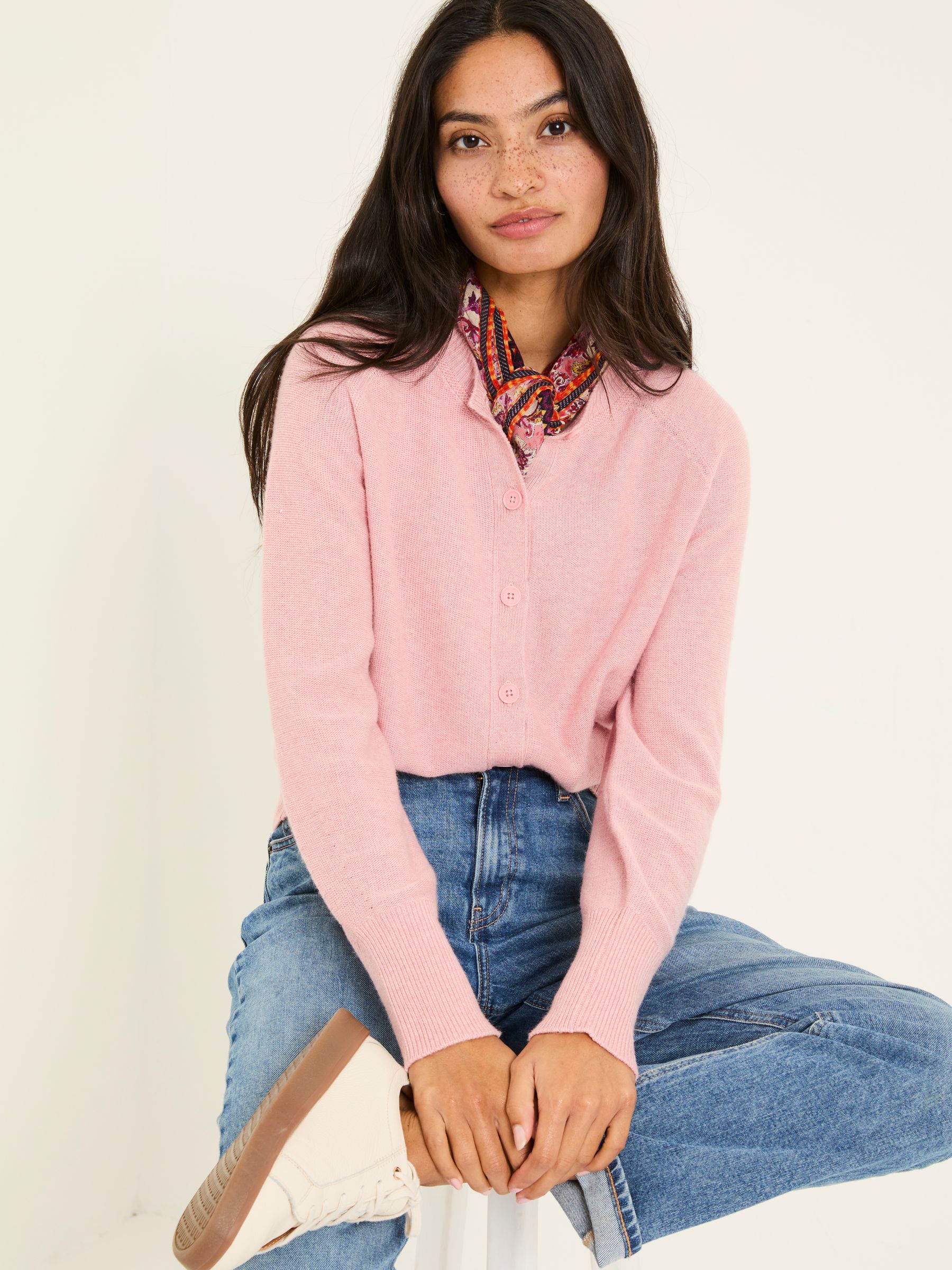 Mid Pink Selah Knitted Button Front Cardigan - Image 1 of 11