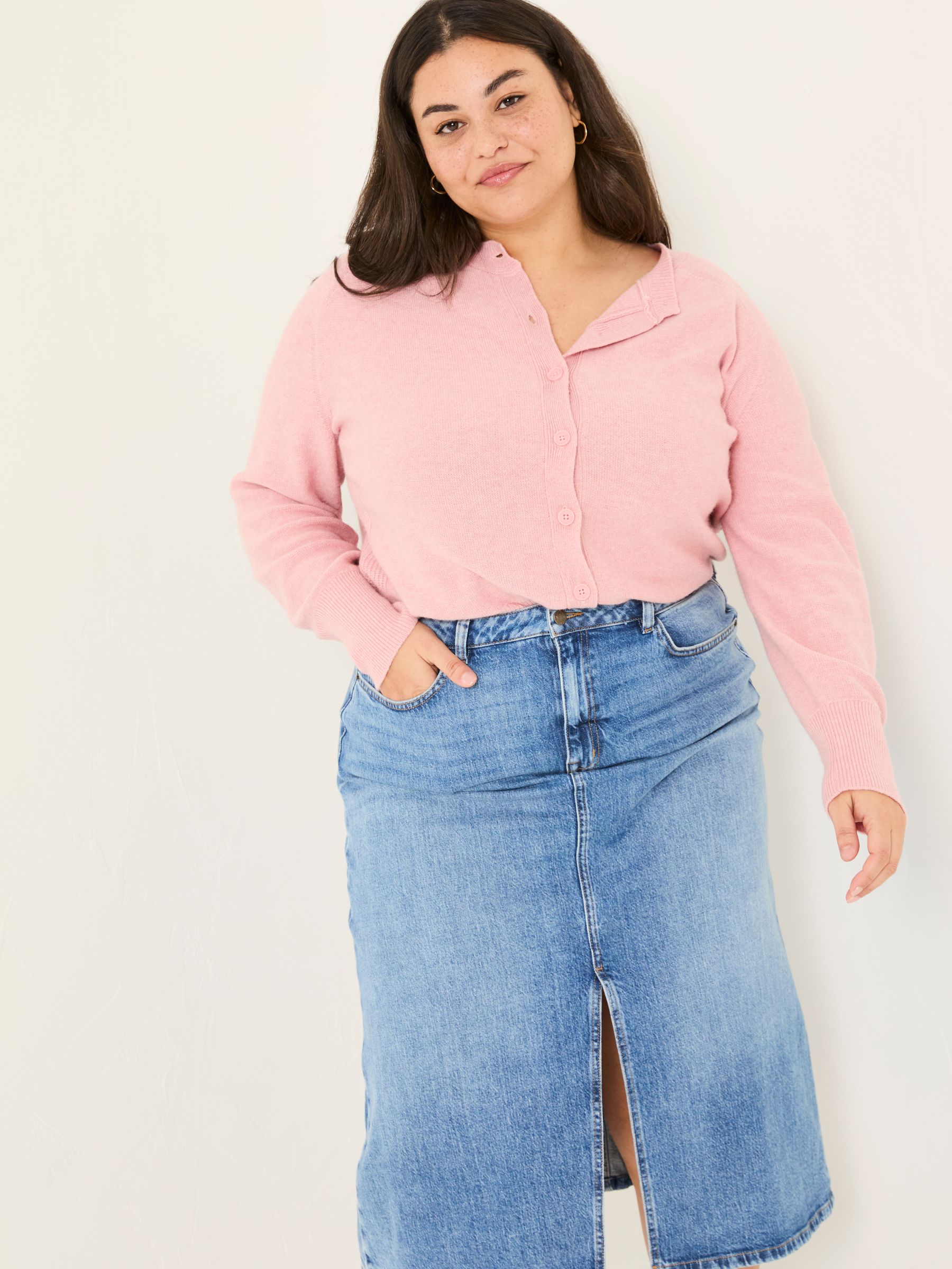 Mid Pink Selah Knitted Button Front Cardigan - Image 6 of 11
