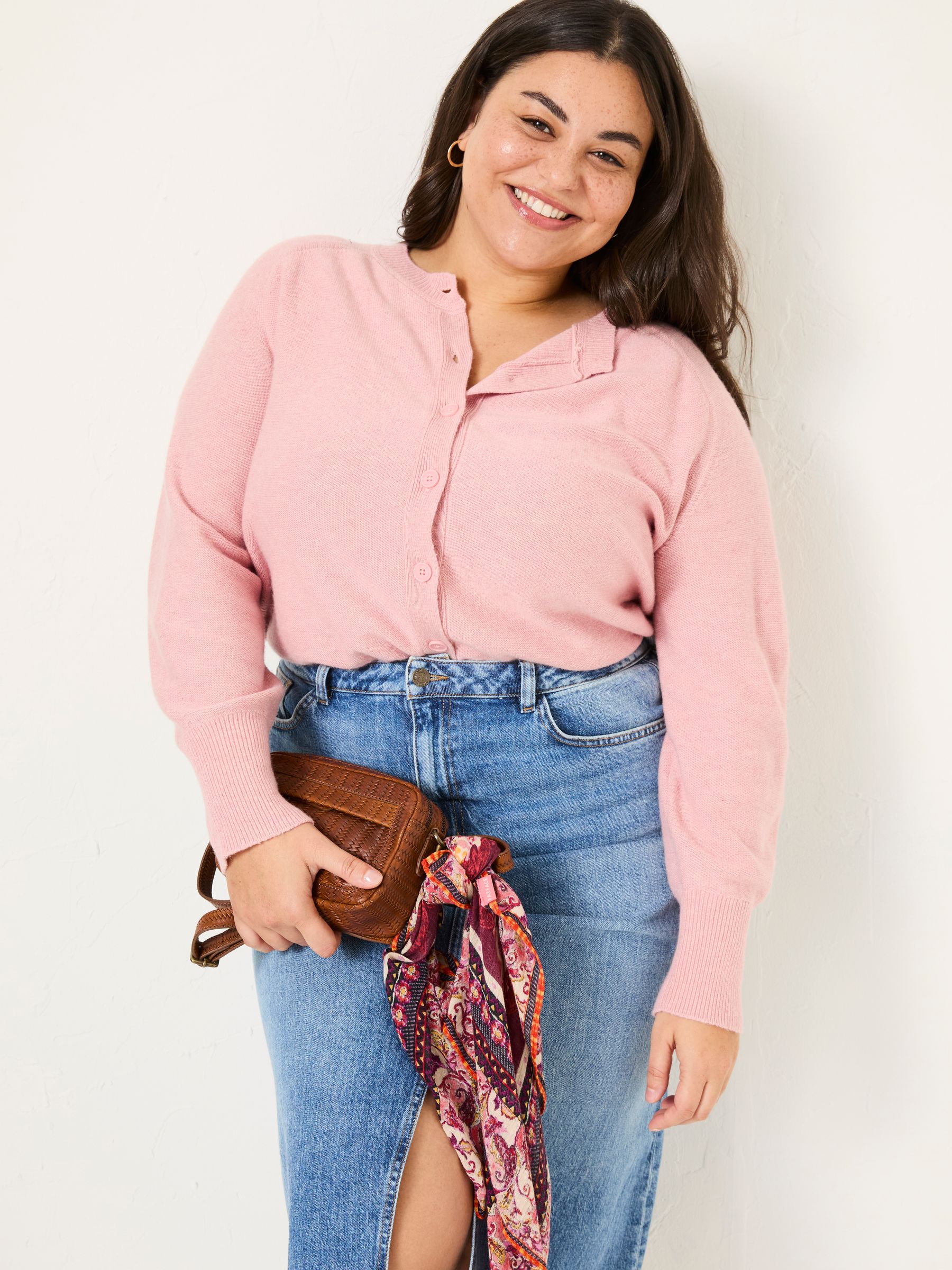 Mid Pink Selah Knitted Button Front Cardigan - Image 8 of 11