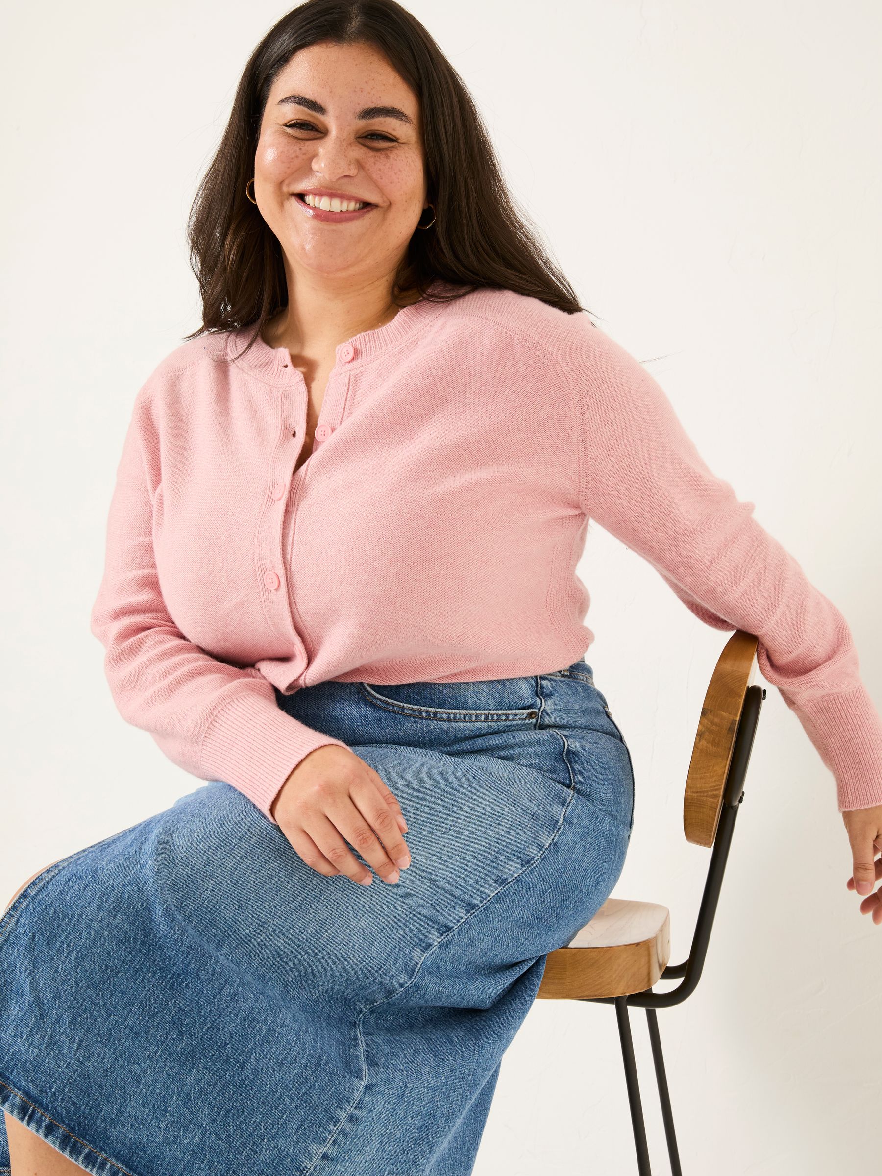Mid Pink Selah Knitted Button Front Cardigan - Image 9 of 11