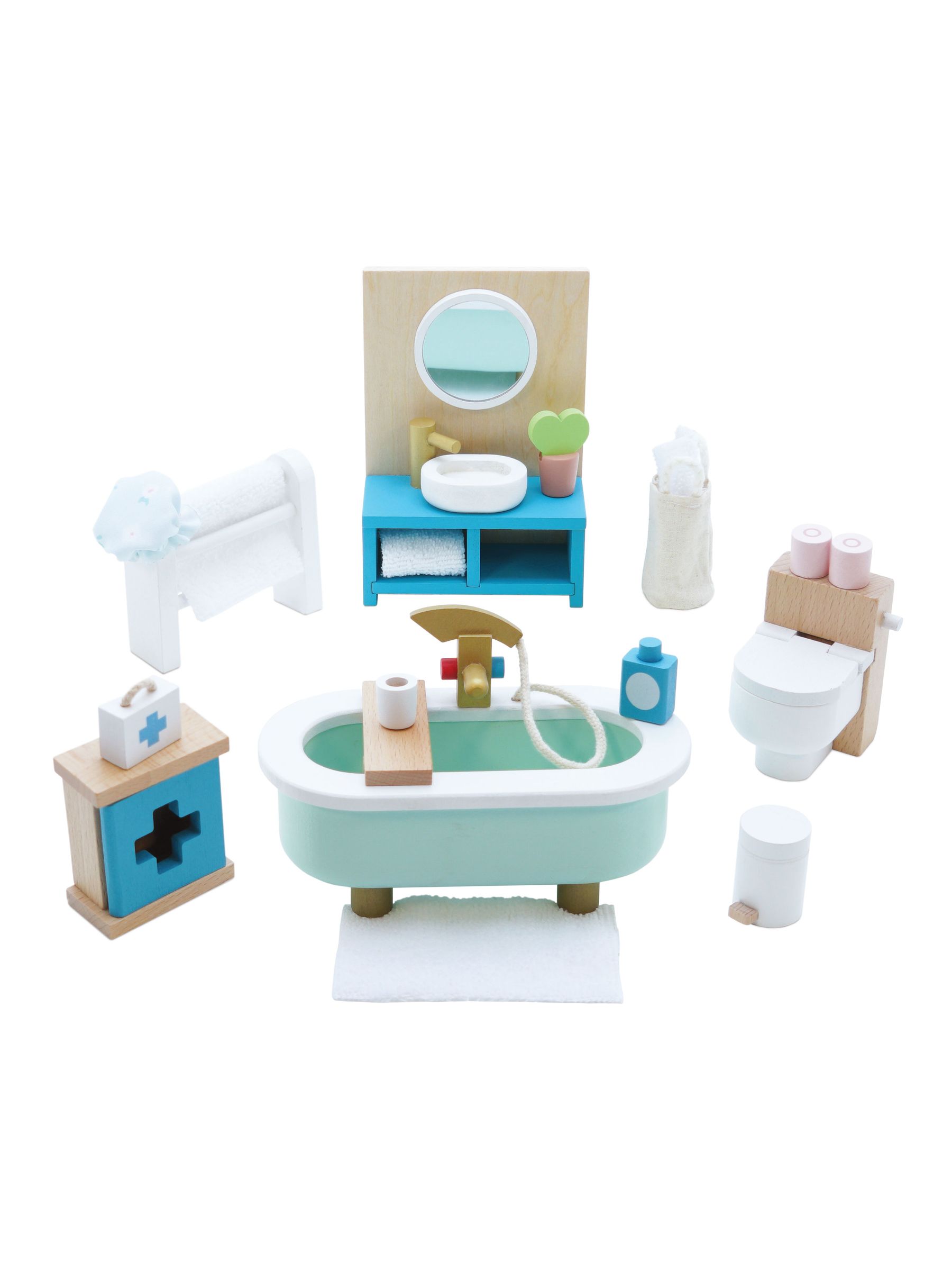 No Colour Wooden Dolls House Bathroom Furniture - Image 1 of 6