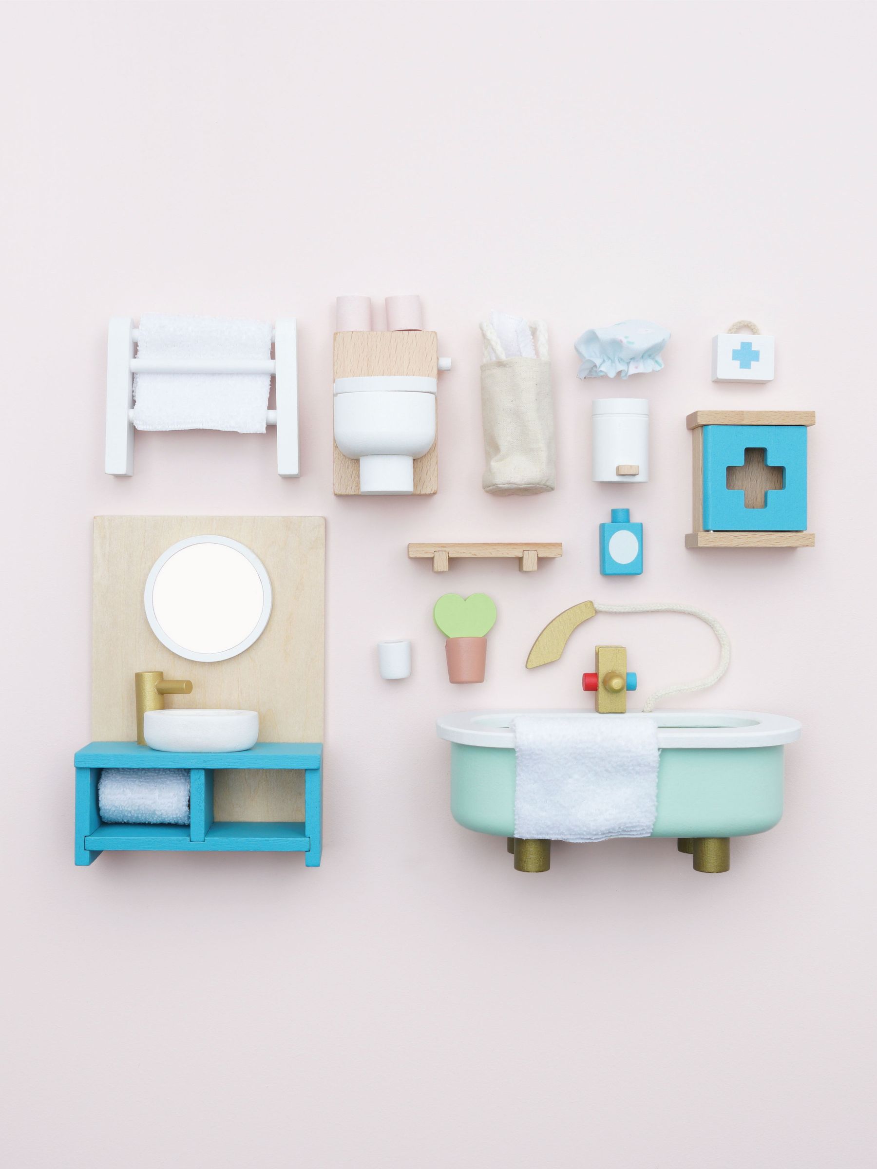 No Colour Wooden Dolls House Bathroom Furniture - Image 2 of 6