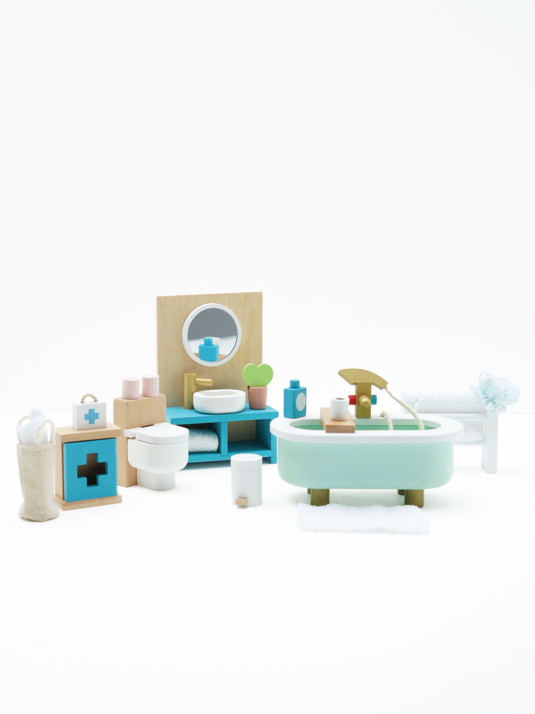 No Colour Wooden Dolls House Bathroom Furniture - Image 3 of 6