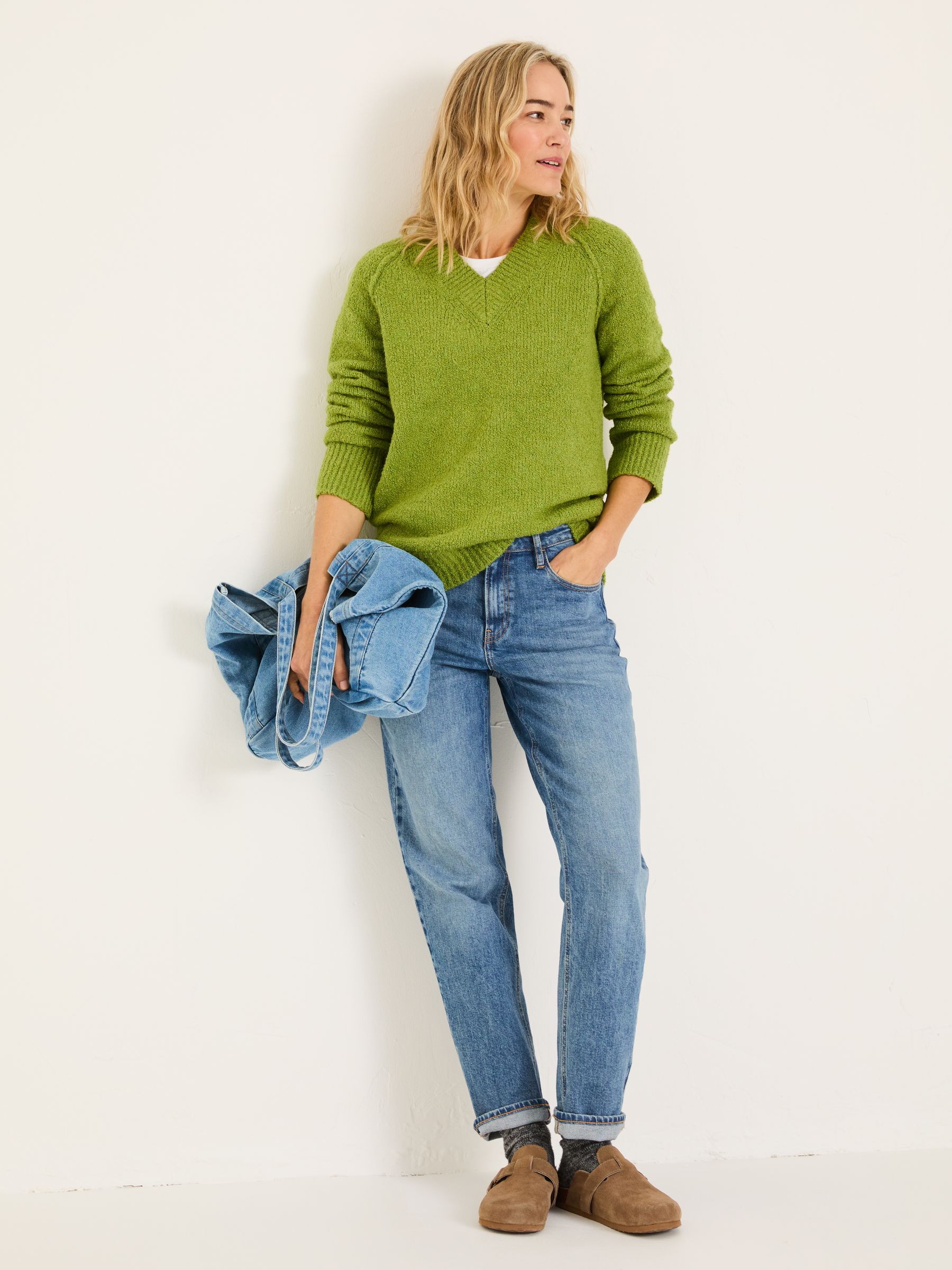 Green Bonnie Boucle V-Neck Jumper - Image 3 of 5