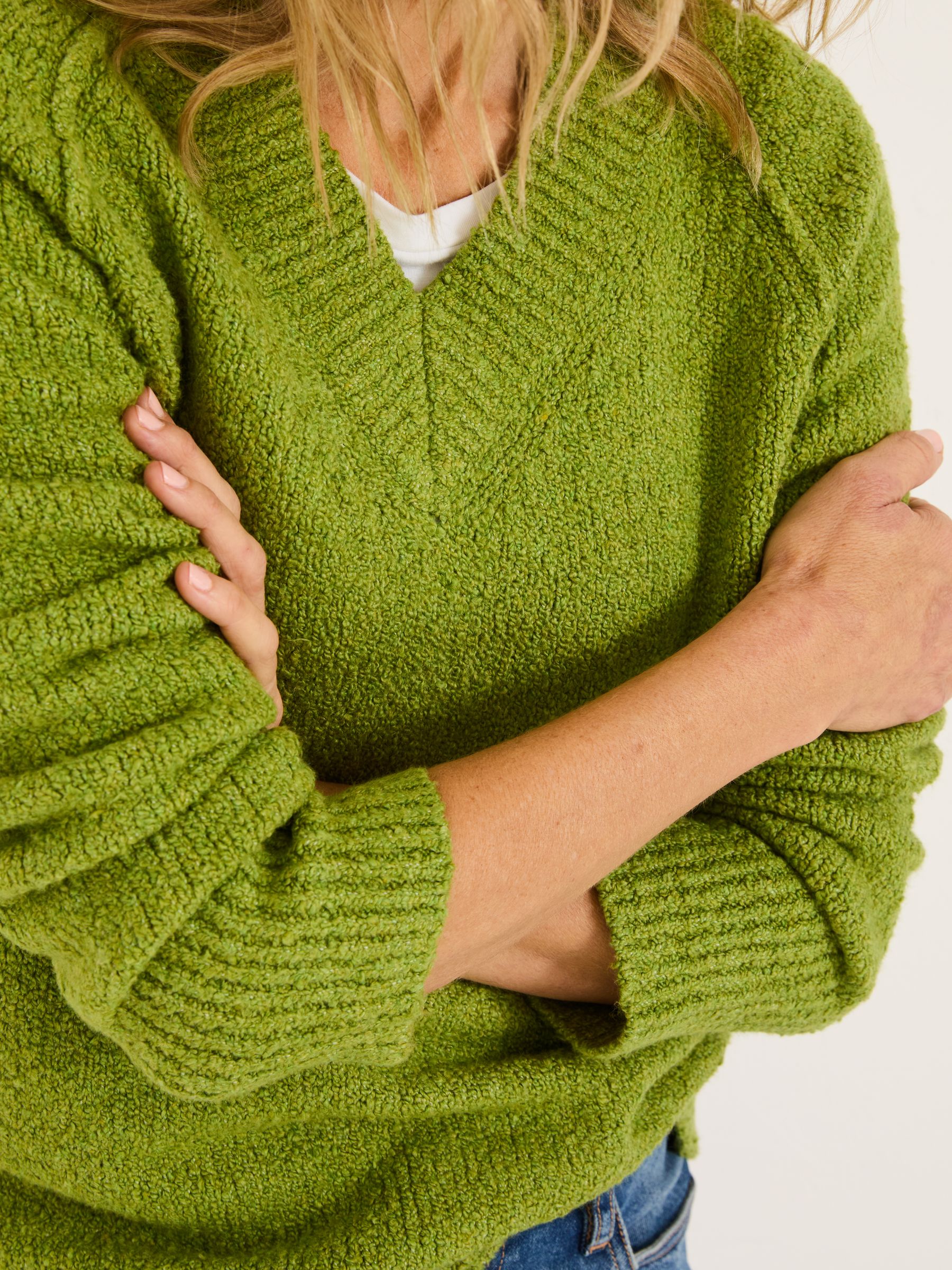 Green Bonnie Boucle V-Neck Jumper - Image 4 of 5