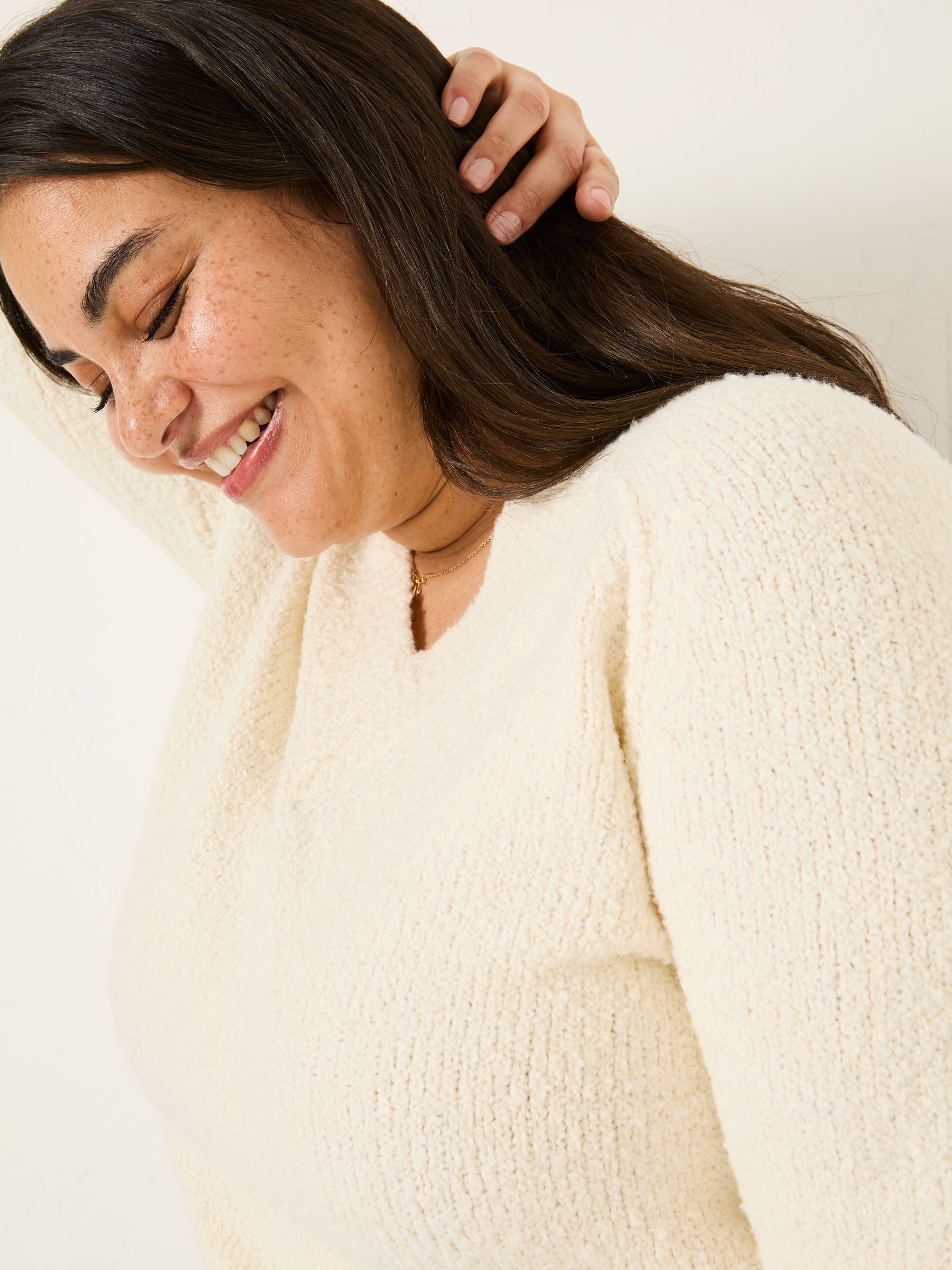 Ivory Bonnie Boucle V-Neck Jumper - Image 10 of 11