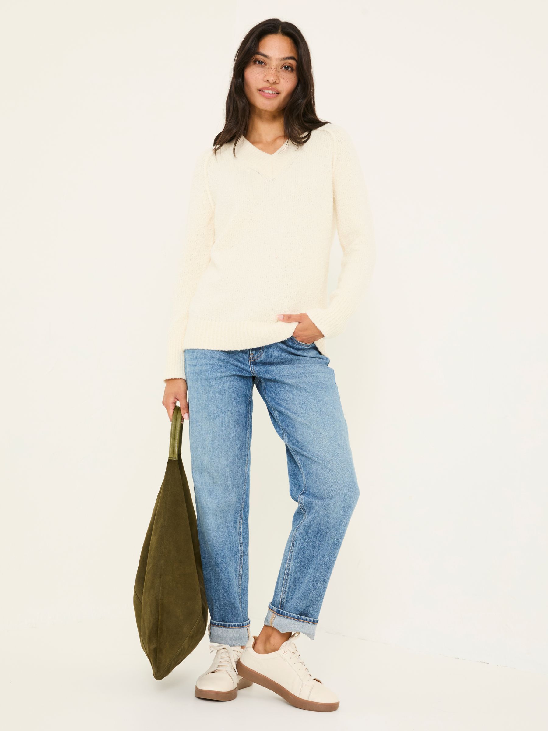 Ivory Bonnie Boucle V-Neck Jumper - Image 2 of 11