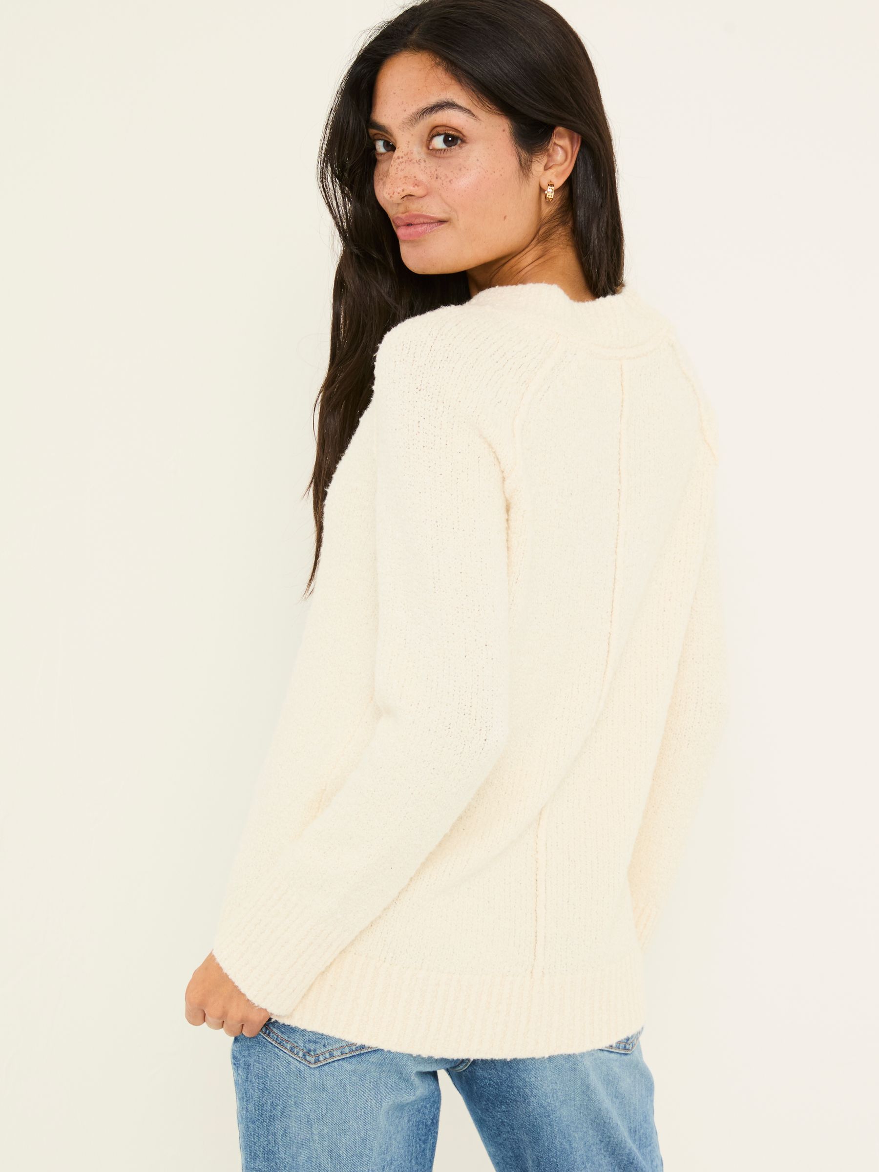 Ivory Bonnie Boucle V-Neck Jumper - Image 3 of 11