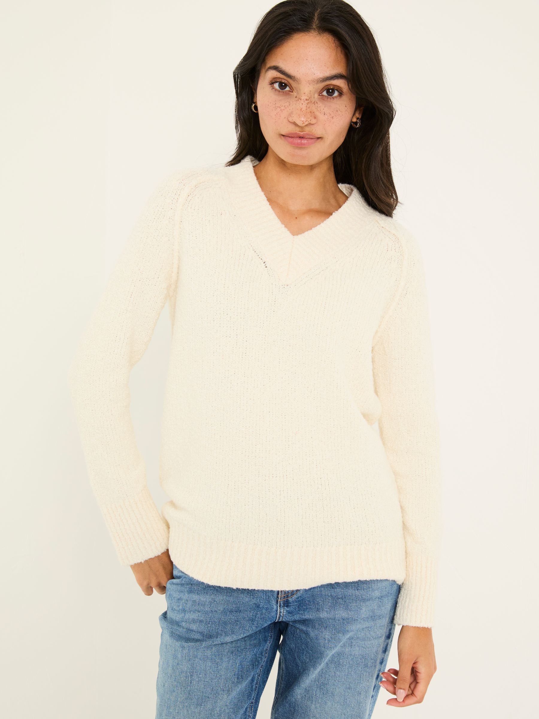 Ivory Bonnie Boucle V-Neck Jumper - Image 5 of 11