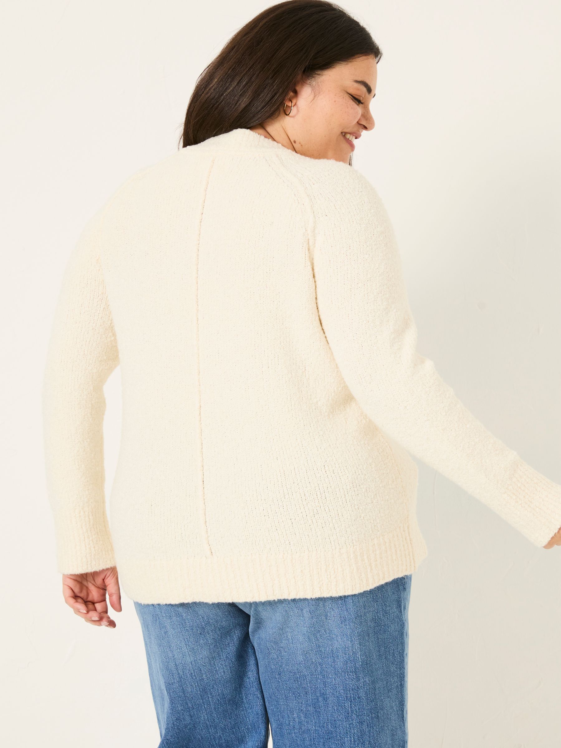 Ivory Bonnie Boucle V-Neck Jumper - Image 8 of 11