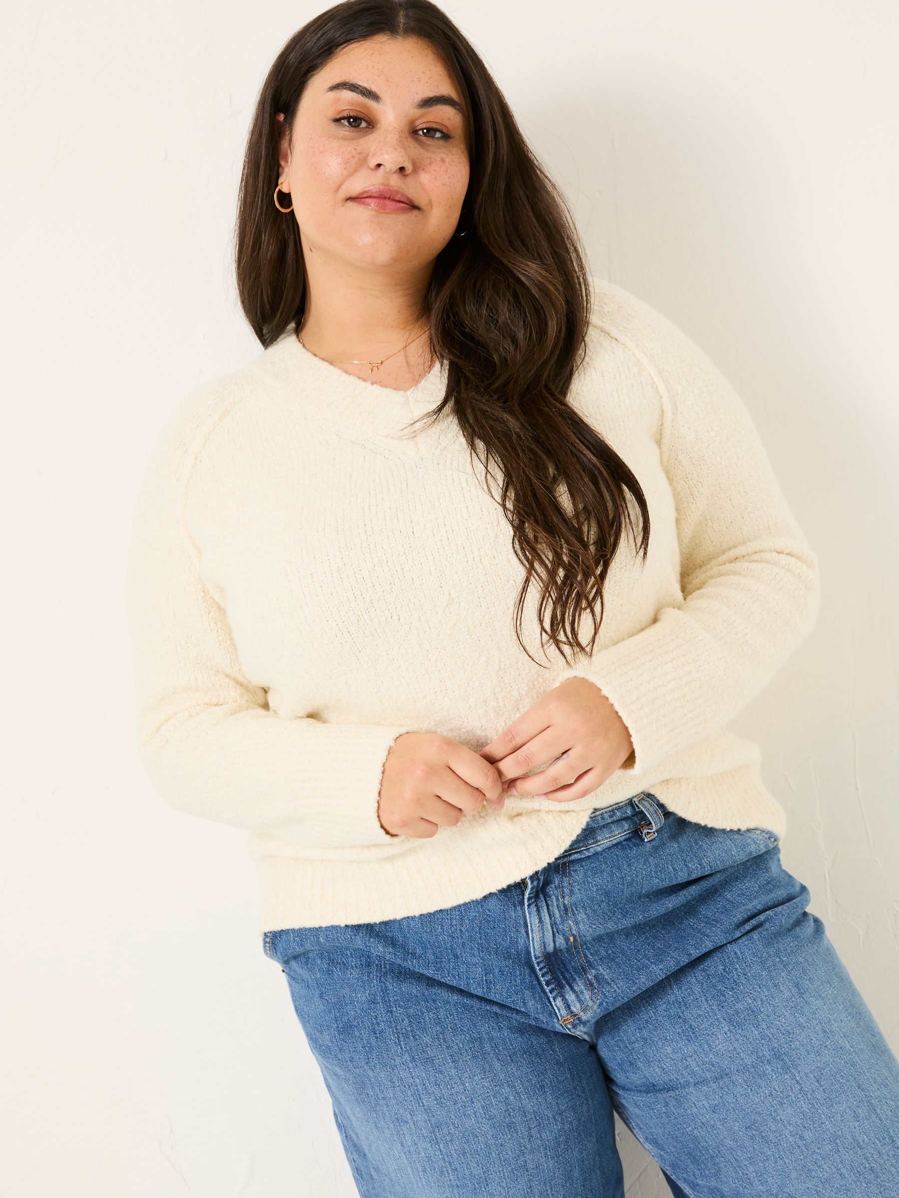 Ivory Bonnie Boucle V-Neck Jumper - Image 9 of 11