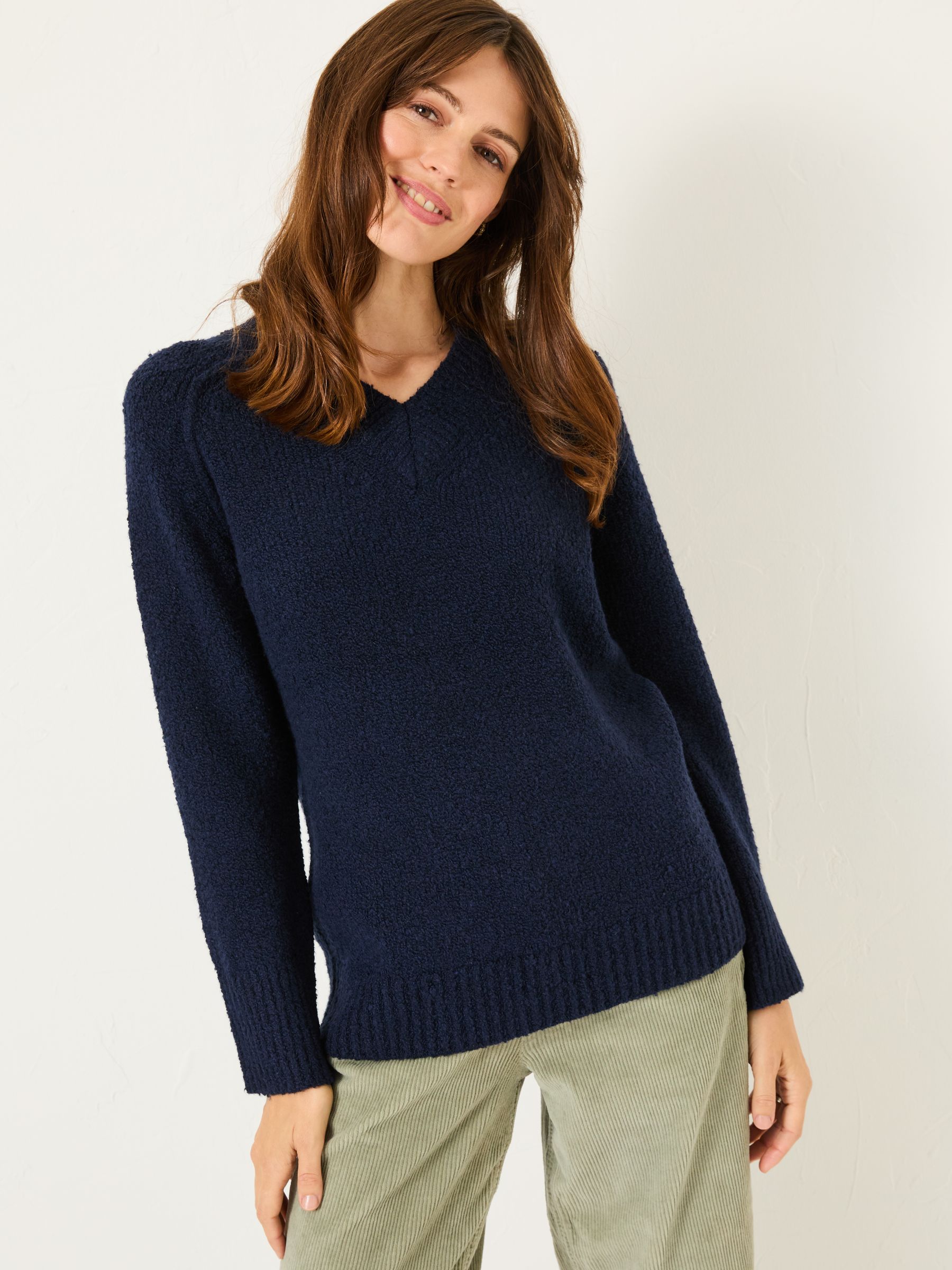 Navy Bonnie Boucle V-Neck Jumper - Image 1 of 10