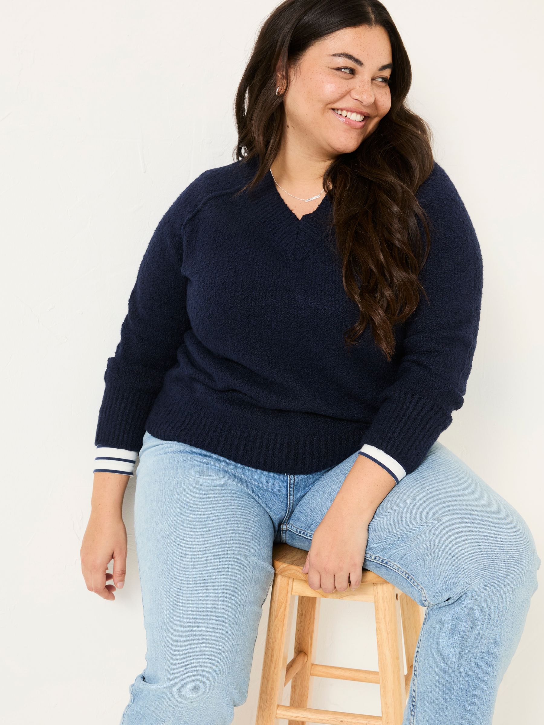 Navy Bonnie Boucle V-Neck Jumper - Image 6 of 10
