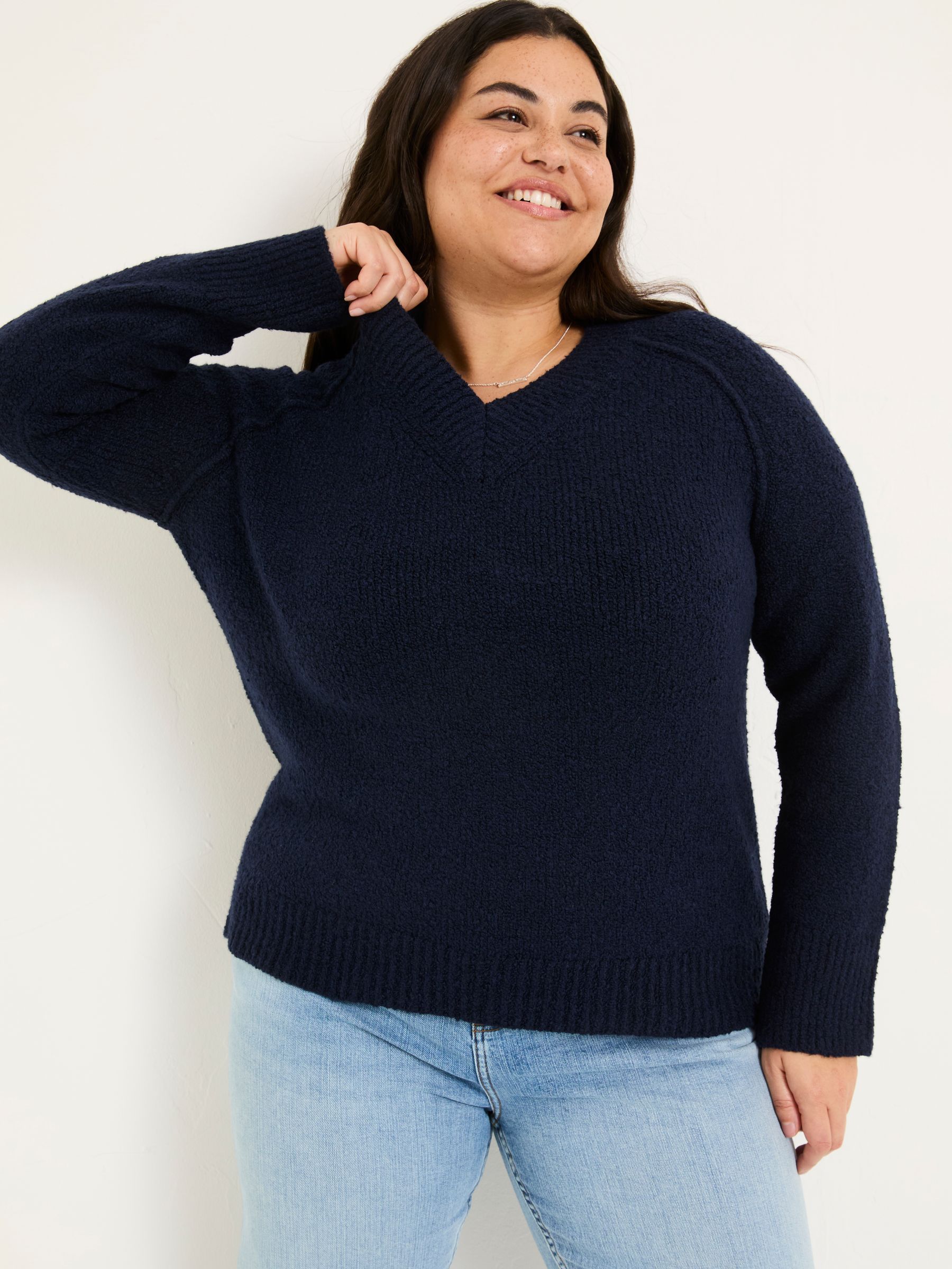 Navy Bonnie Boucle V-Neck Jumper - Image 9 of 10