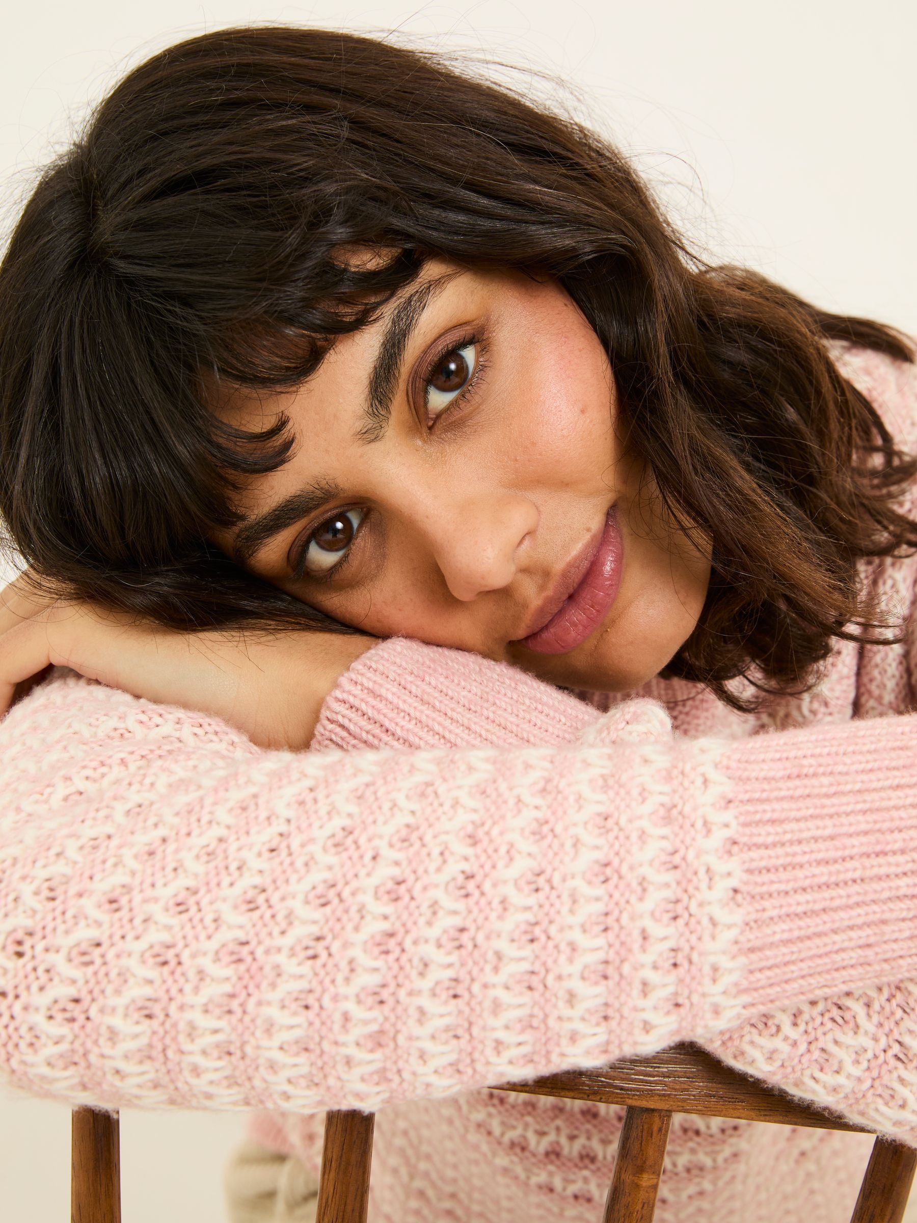 Pink Candy Stripe Knitted Crew Neck Jumper - Image 3 of 11