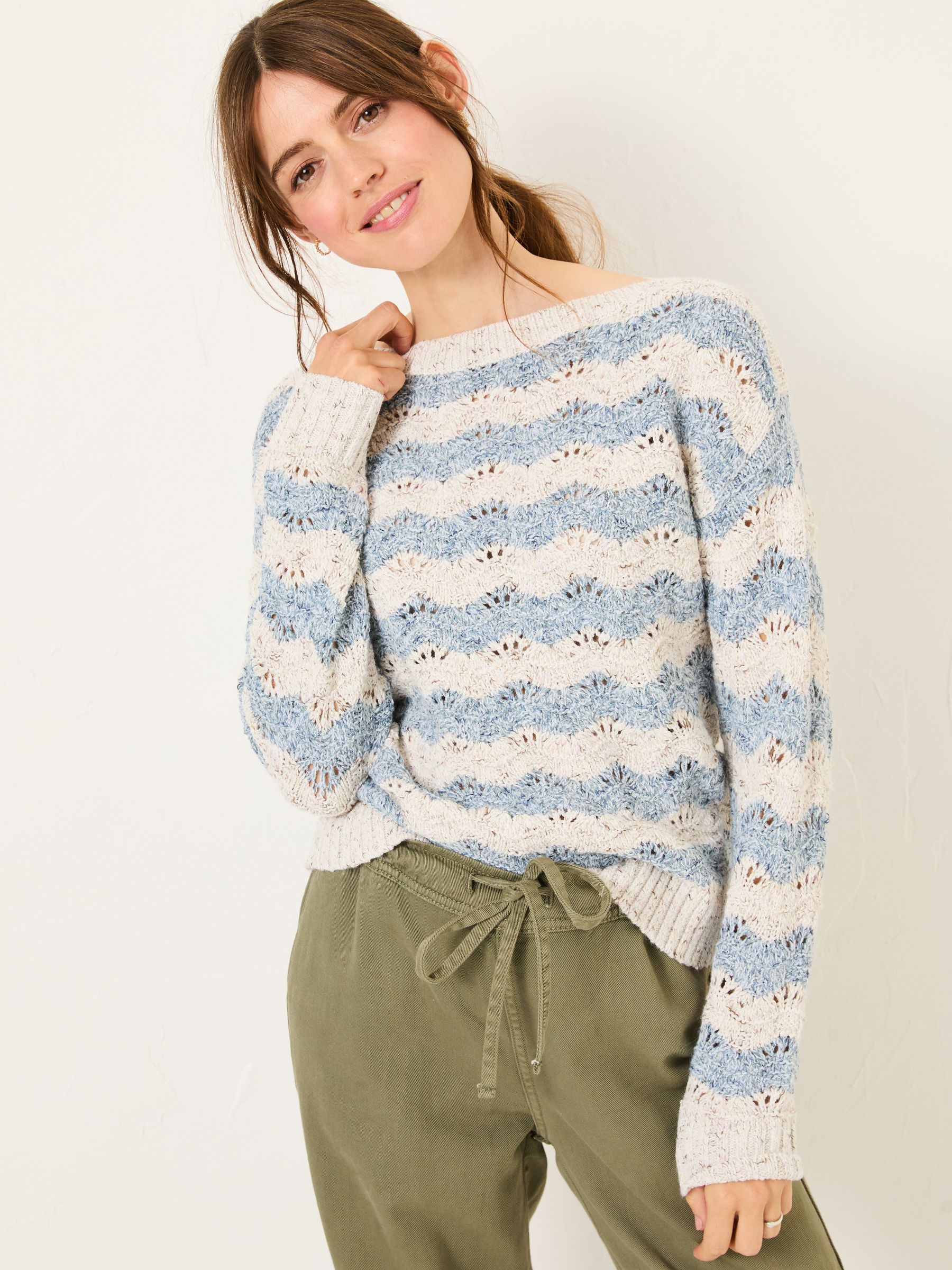 Natural Edith Texture Stripe Knitted Jumper - Image 1 of 9