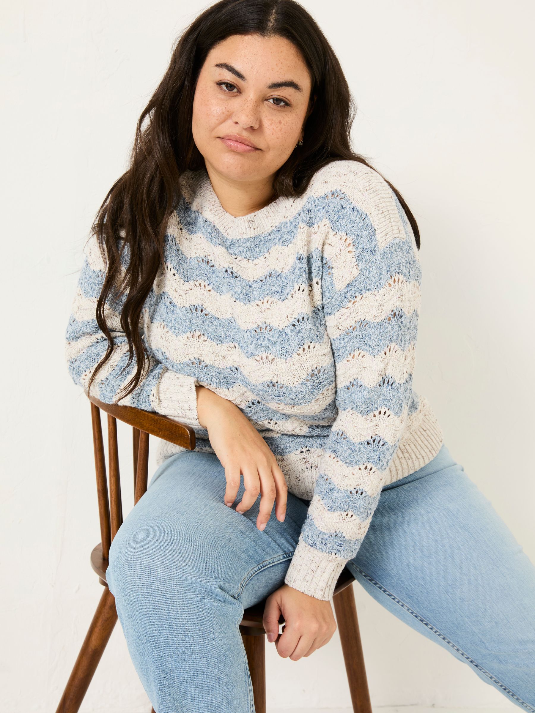 Natural Edith Texture Stripe Knitted Jumper - Image 4 of 9