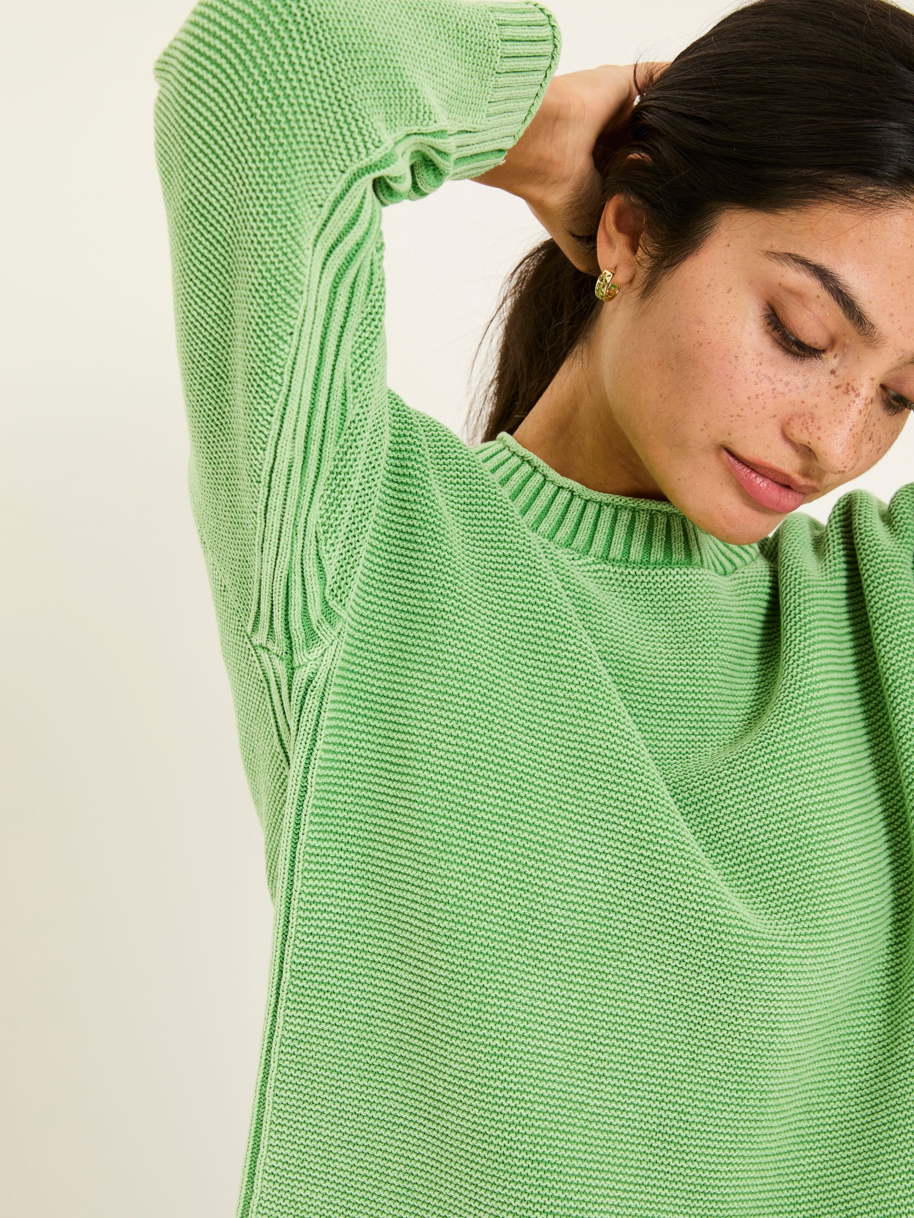 Elia Mint Green Laundered Knitted 100% Cotton Jumper - Image 4 of 5