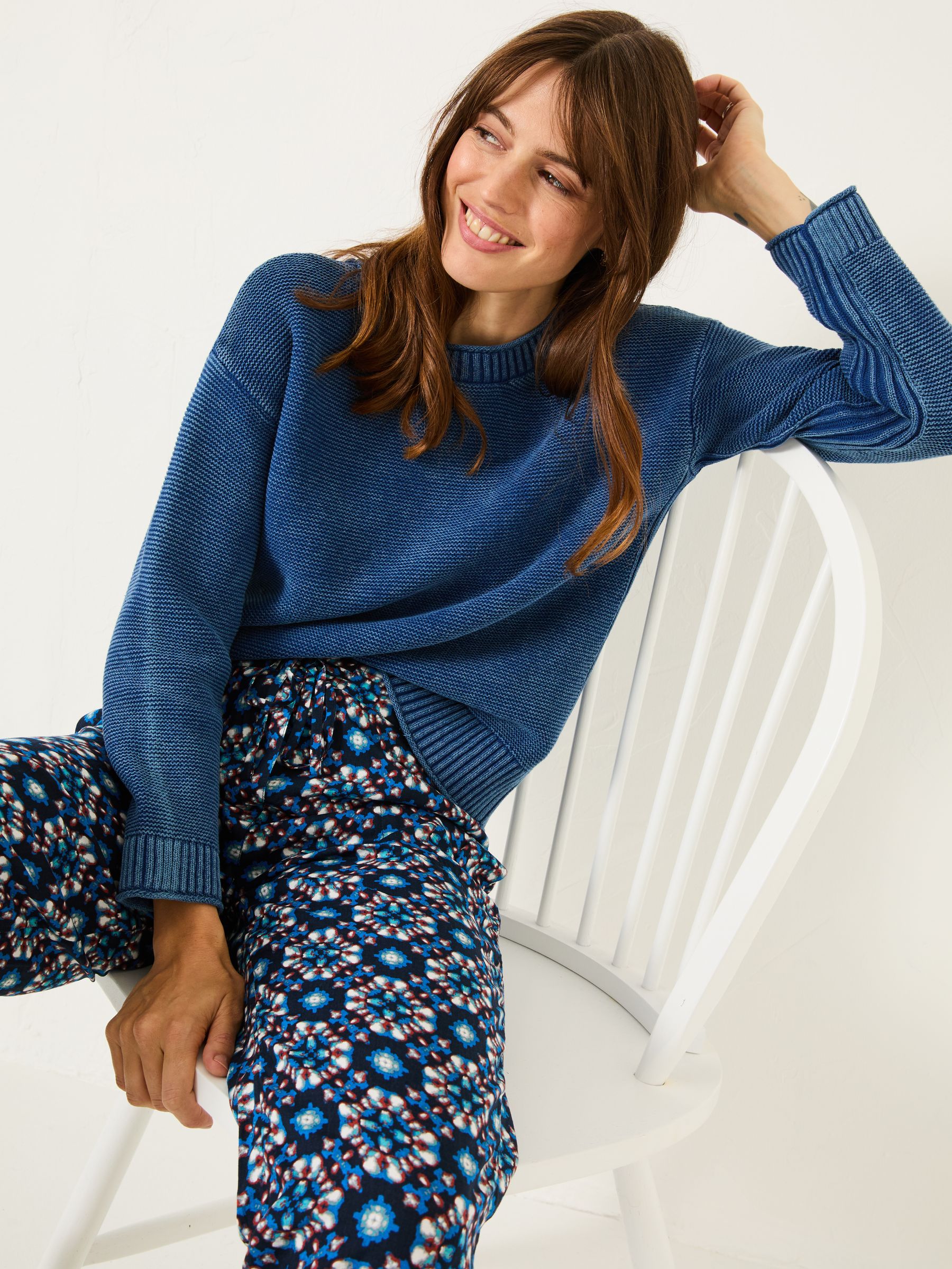 Elia Ink Blue Laundered Knitted Jumper - Image 3 of 10