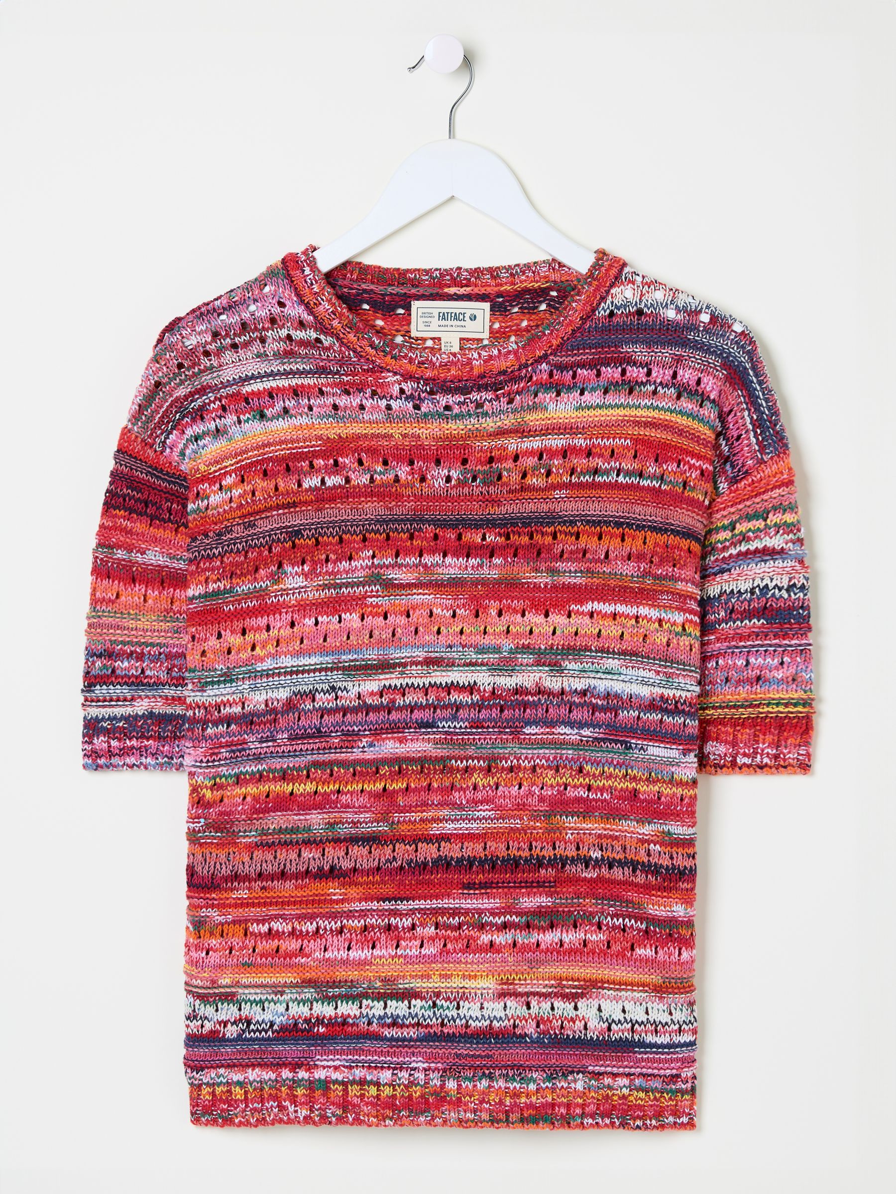 Pink Magda Knitted Pointelle 100% Cotton T-Shirt - Image 6 of 6