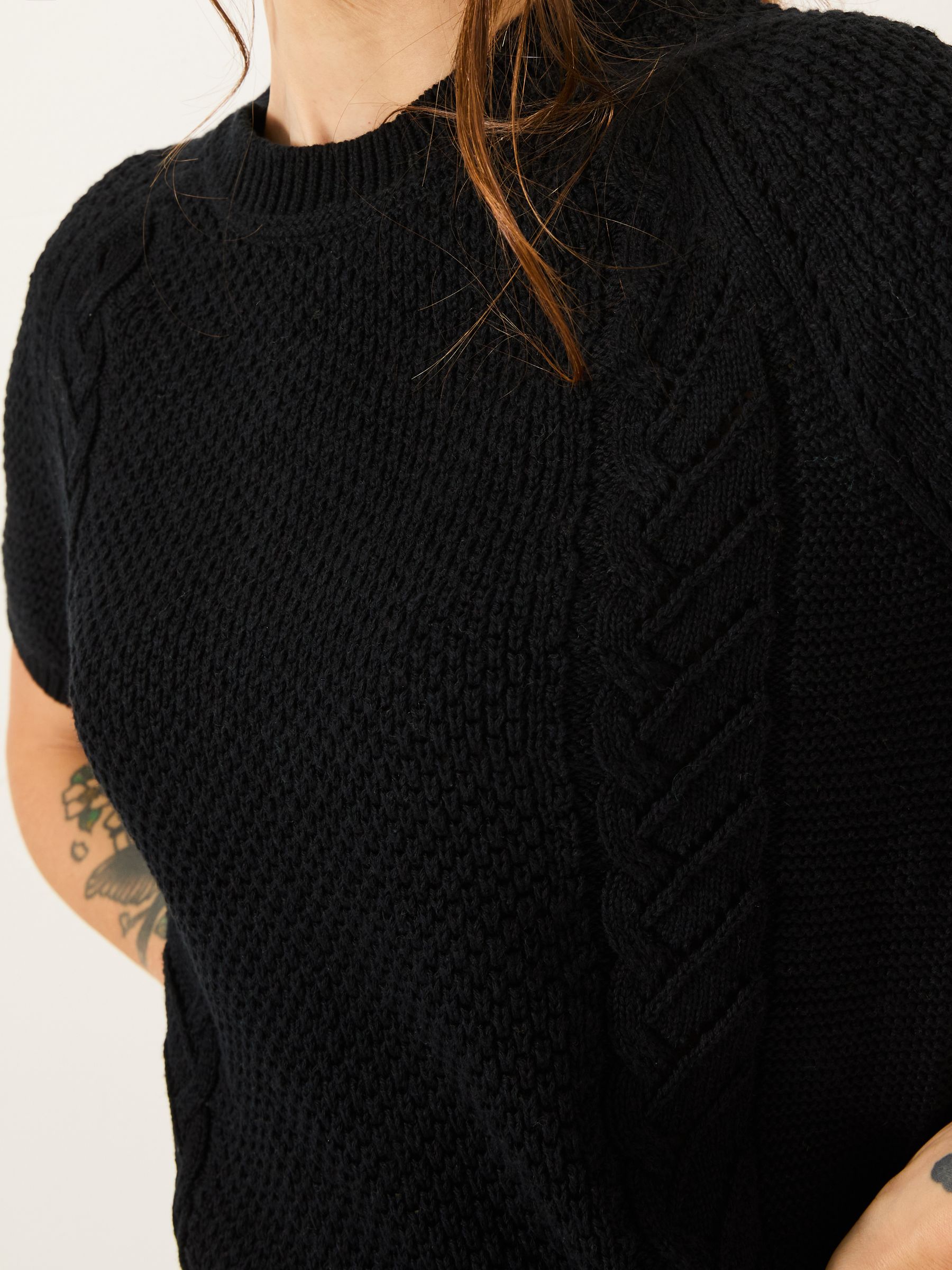 Mila Black Cable Knitted T-Shirt - Image 4 of 5