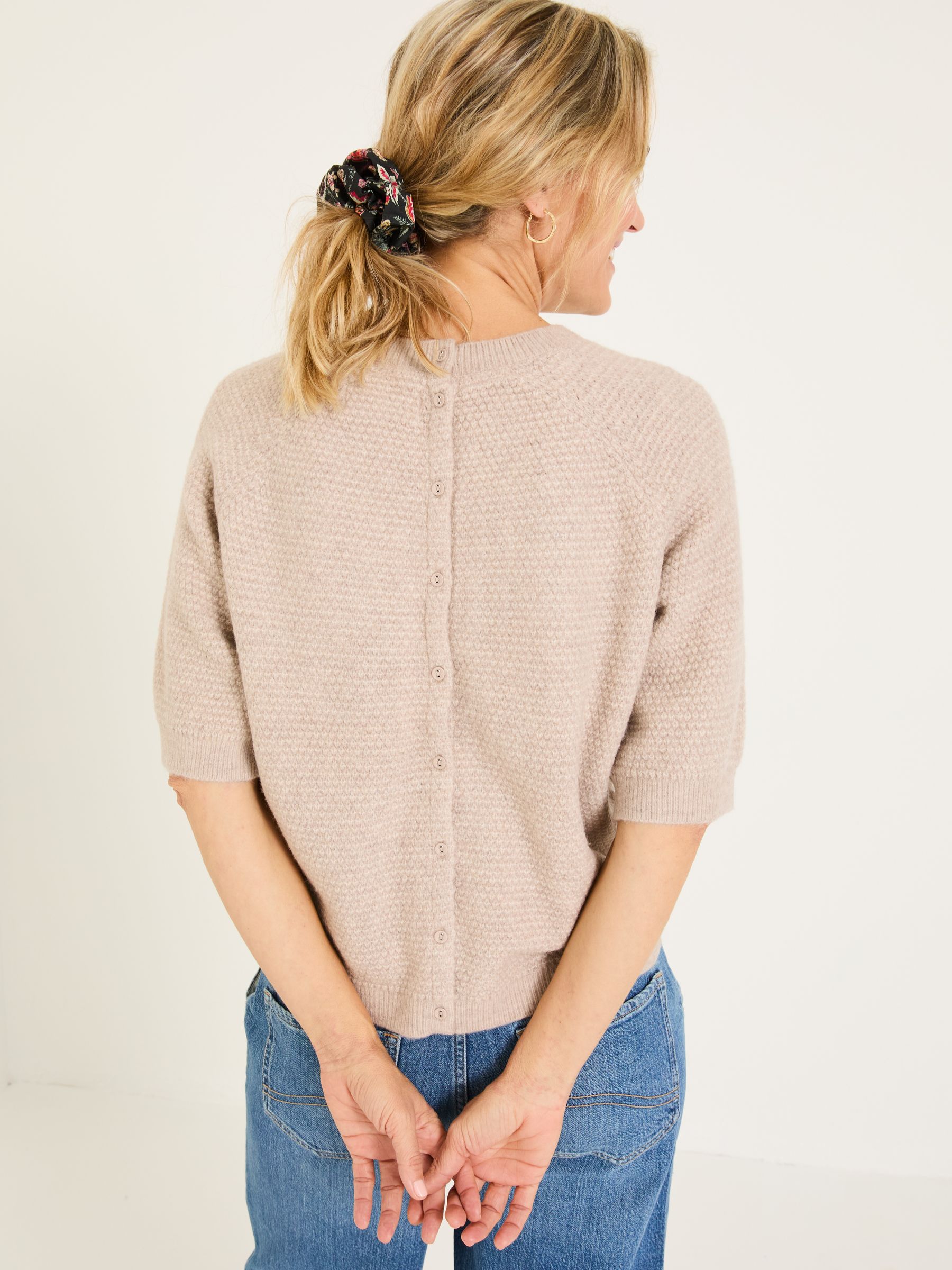 Zandra Natural Textured Knitted T-Shirt - Image 2 of 6