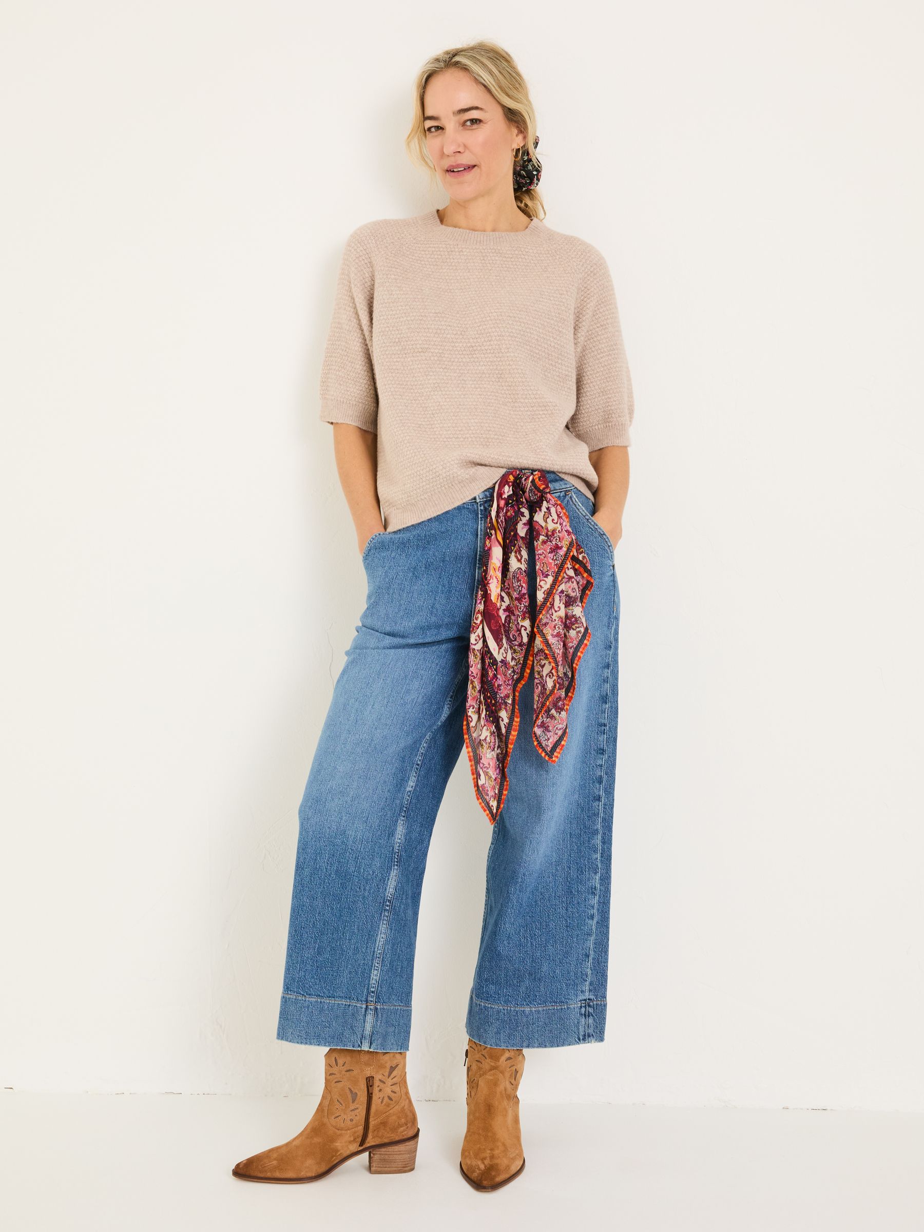 Zandra Natural Textured Knitted T-Shirt - Image 3 of 6